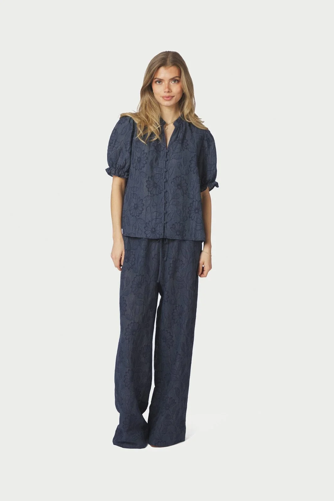 Neo Noir - Zika Flower Stripe Blouse 168493 - 534 - Dark Blue - Image 7