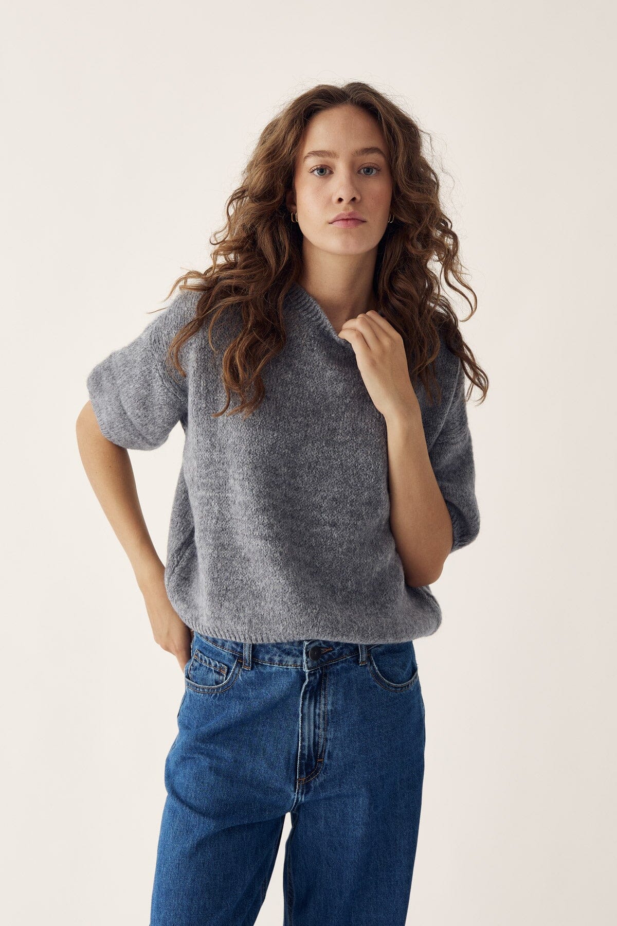 Noella - Mimi Knit Jumper - 218 Grey - Image 4