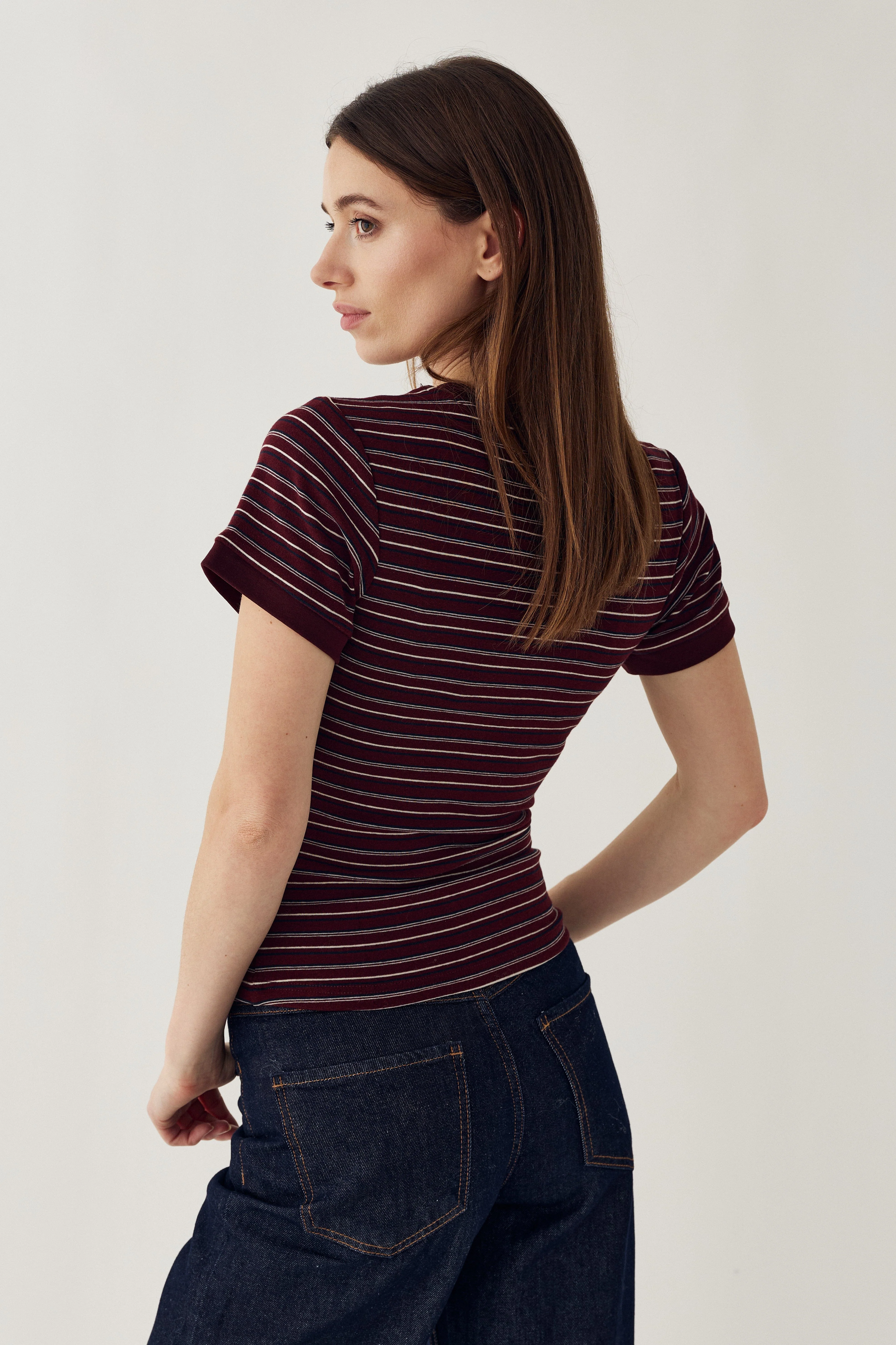 Noella - N-Mykel Top 16540001 - 1511 - Dizzy Burgundy Stripe - Image 4