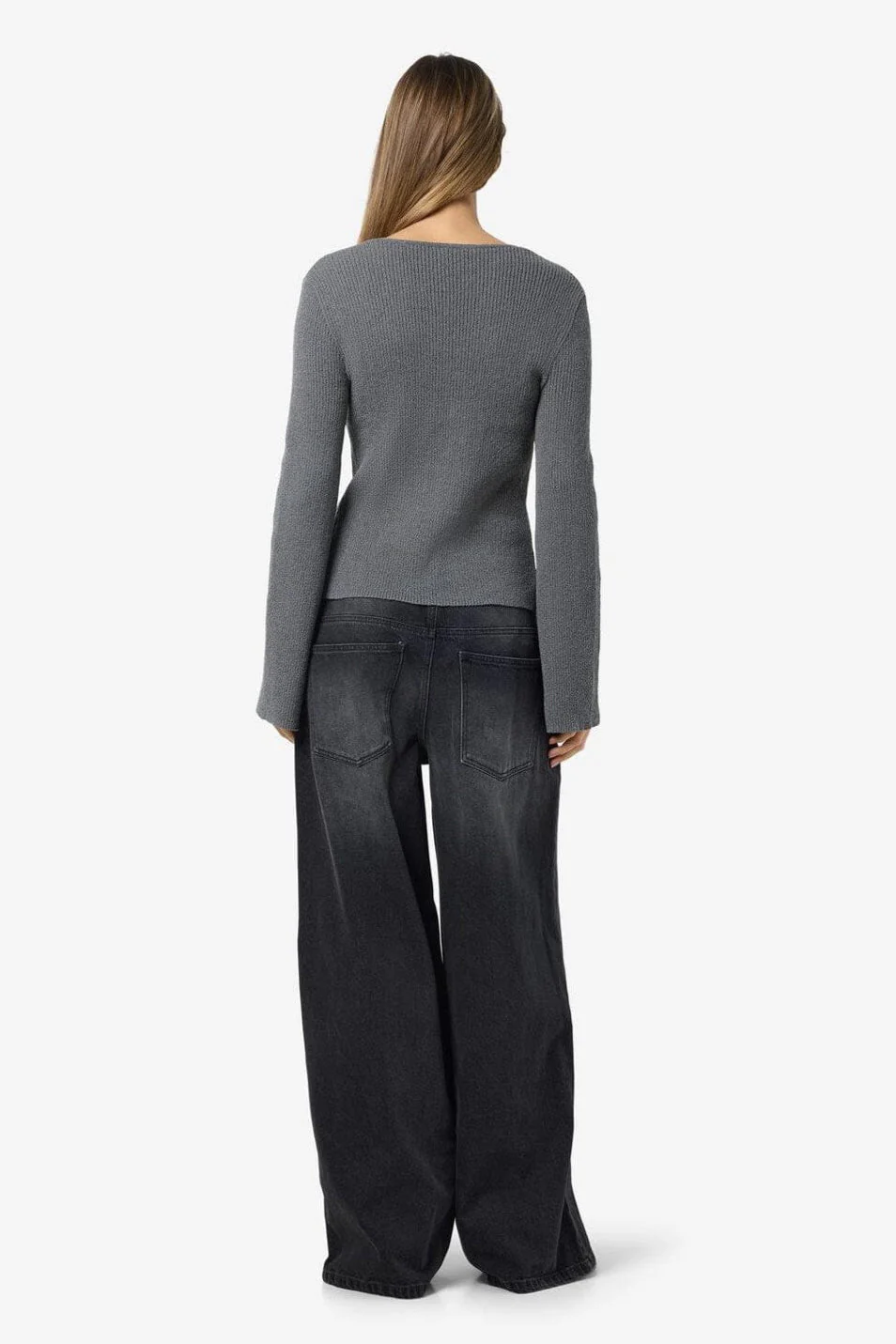 Noisy May - Nmaylin L/S Tie Knit Cardigan Dd - 4803686 Charcoal Gray - Image 7