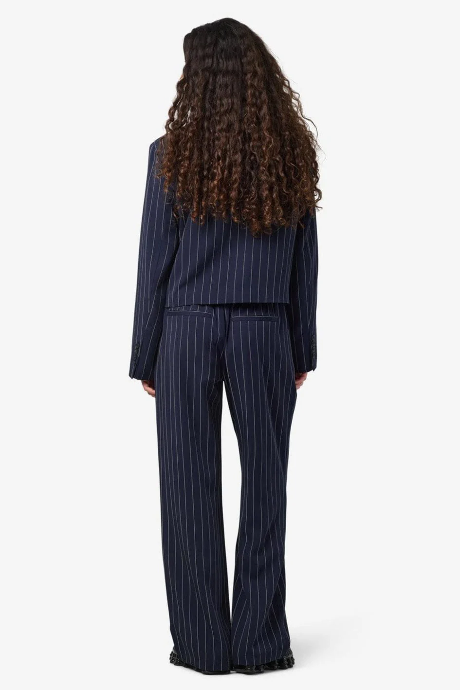 Noisy May - Nmella Nw Pinstripe Pants Fwd - 4896946 Navy Blazer White - Image 5
