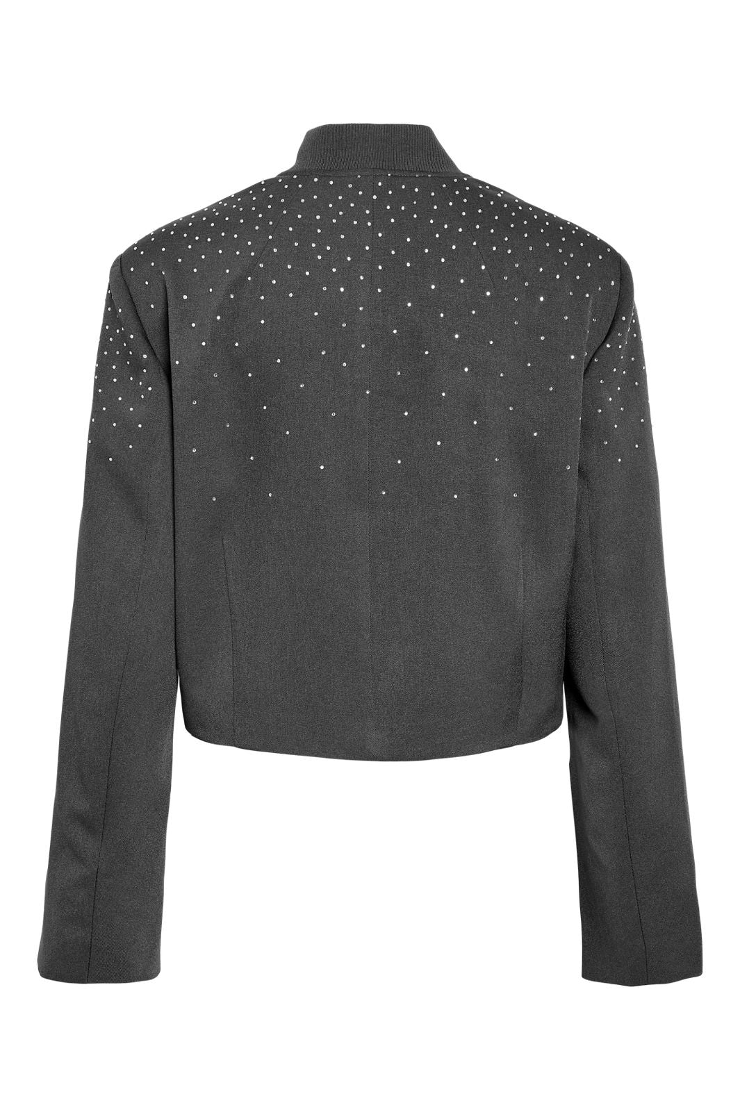 Noisy May - Nmellie Rhinestone Cropped Jacket Fwd - 4847913 Dark Grey Melange - Image 3