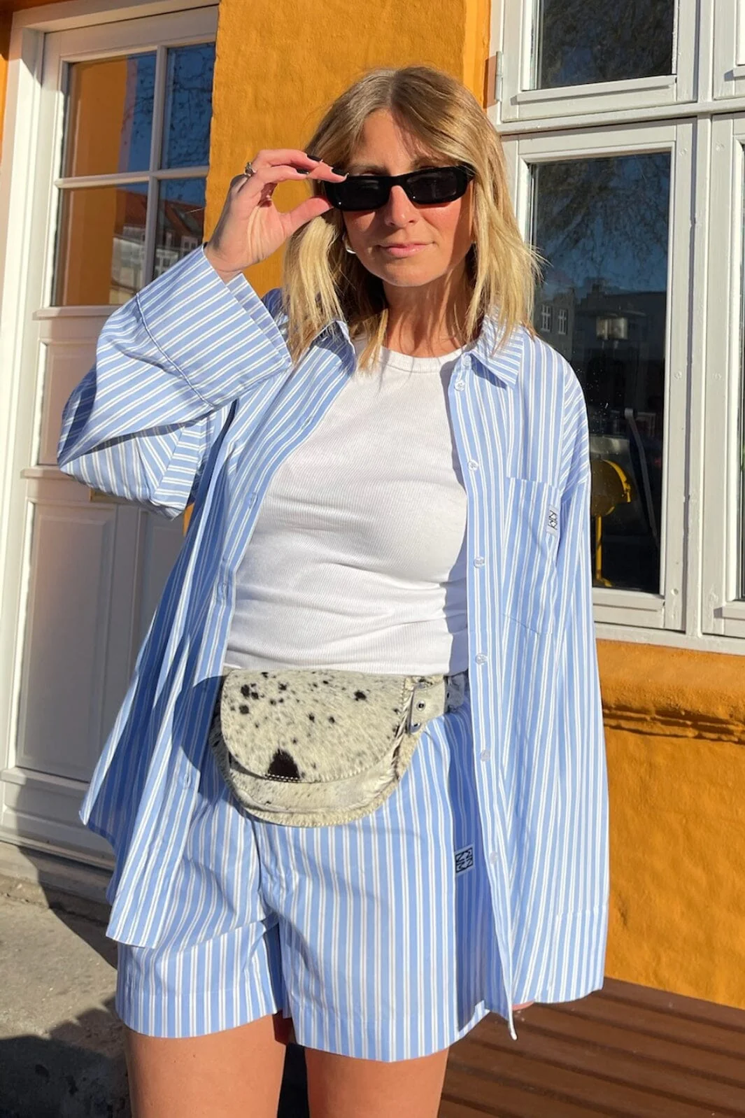 Noisy May - Nmfrida L/S Button Shirt S* - 4791255 Sky Blue White - Image 3