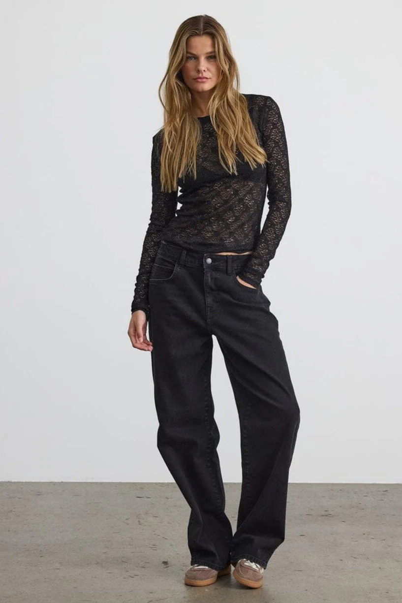 Noisy May - Nmjudith L/S Lace Top - 4793424 Black - Image 7