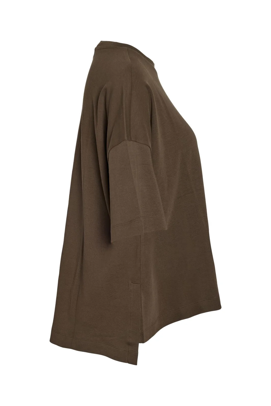 Noisy May - Nmkim S/S Slit T-Shrt Fwd - 5056308 Chocolate Brown White Emb - Image 7