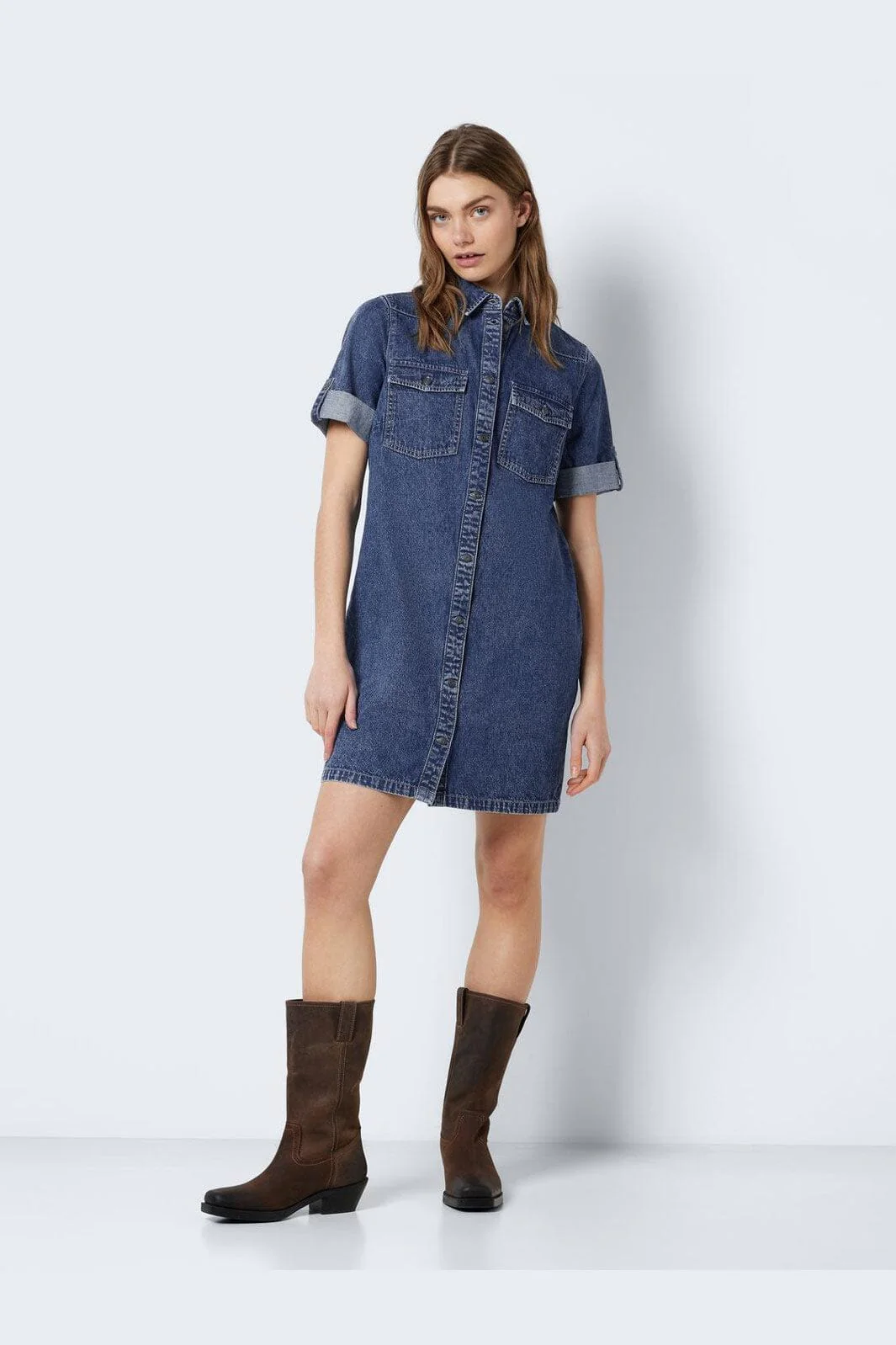 Noisy May - Nmnew Signe S/S Denim Dress Vi002Mb - 4460315 Medium Blue Denim - Image 4