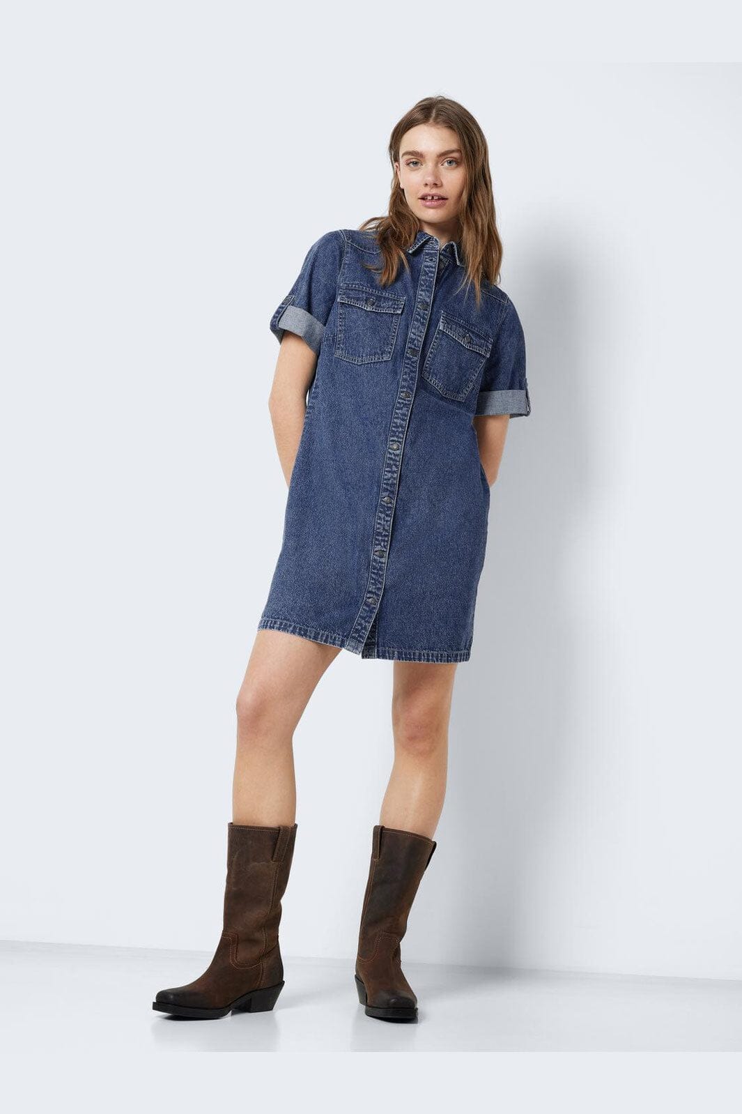Noisy May - Nmnew Signe S/S Denim Dress Vi002Mb - 4460315 Medium Blue Denim - Image 7