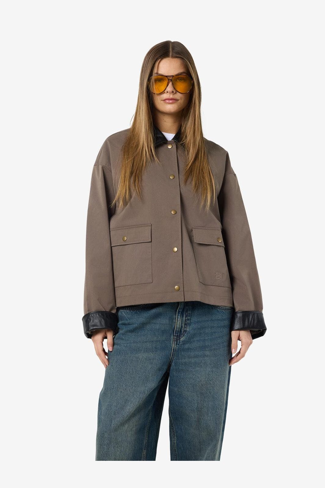 Noisy May - Nmnora Pu Collar Jacket Dd - 4788717 Morel Black - Image 3