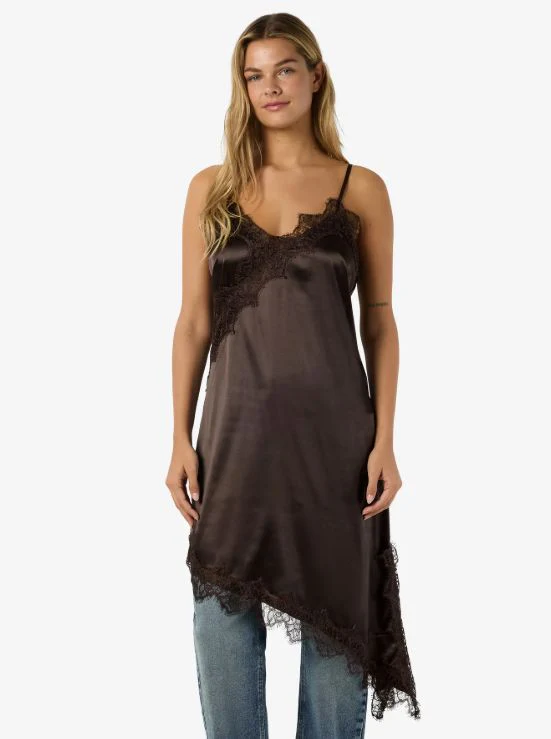 Noisy May - Nmsofie S/L Satin Lace Dress - 5079335 Chocolate Brown - Image 2