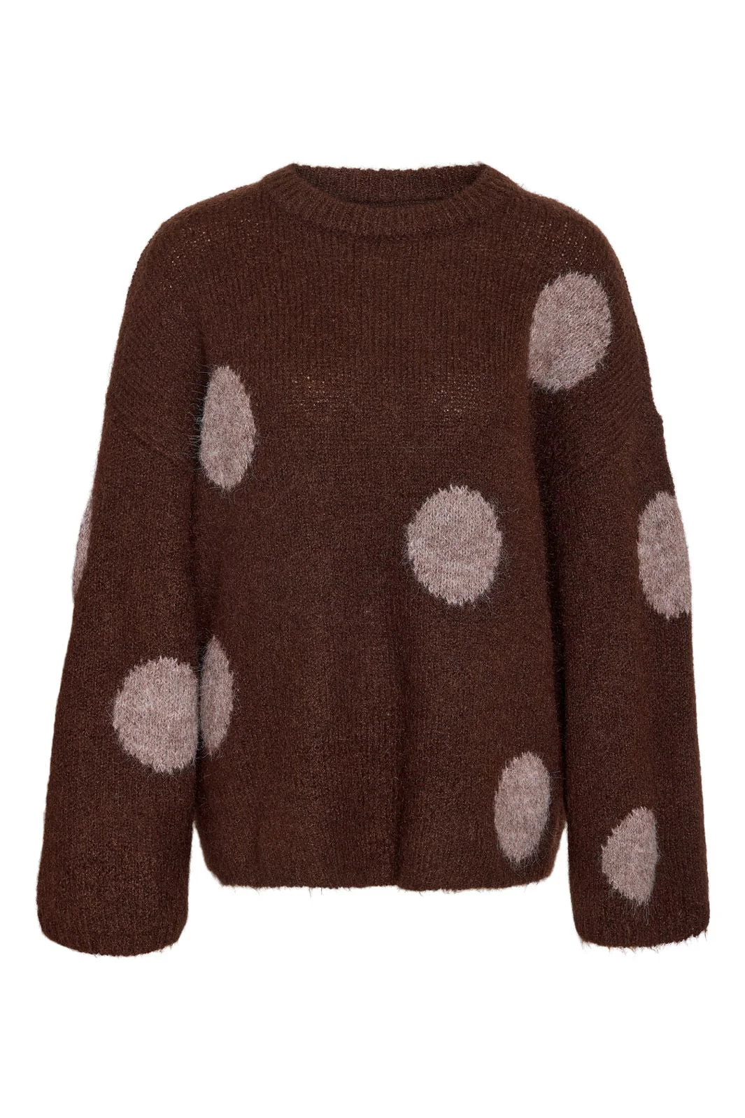 Noisy May - Nmsutton L/S Polka Dot Oversize Knit Fwd - 5062577 French Roast Natural Melange Dots