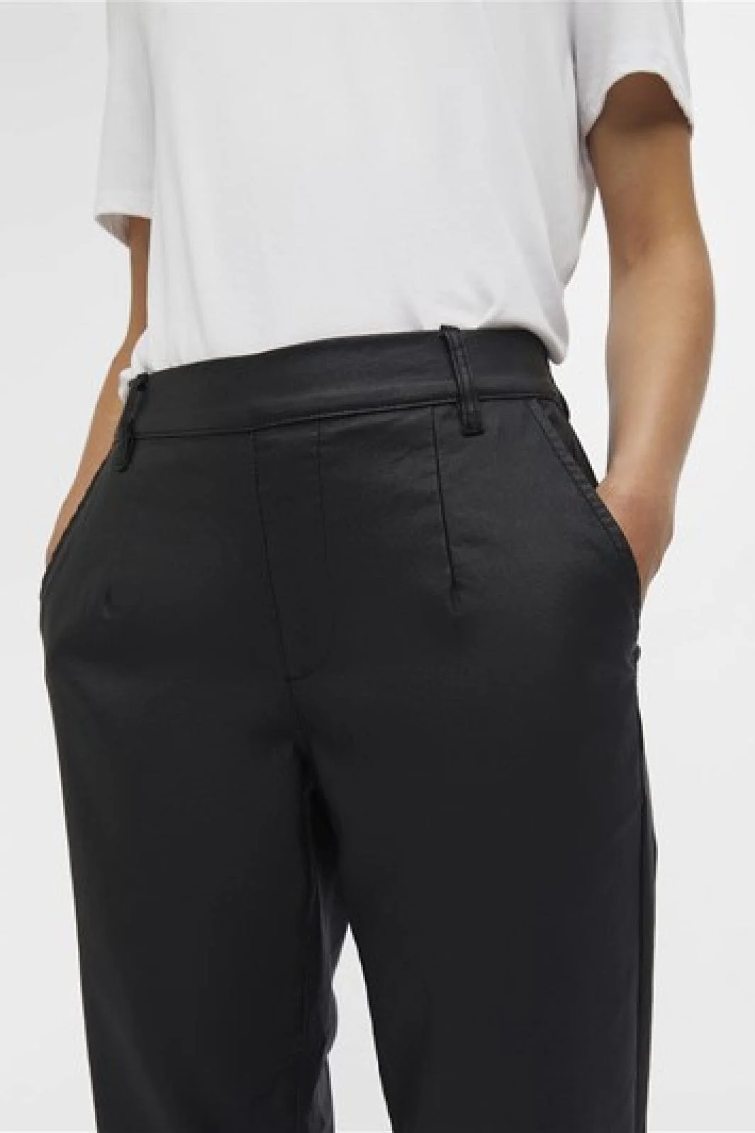 Object - Objbelle Lisa Coated Pant - 3556312 Black - Image 7
