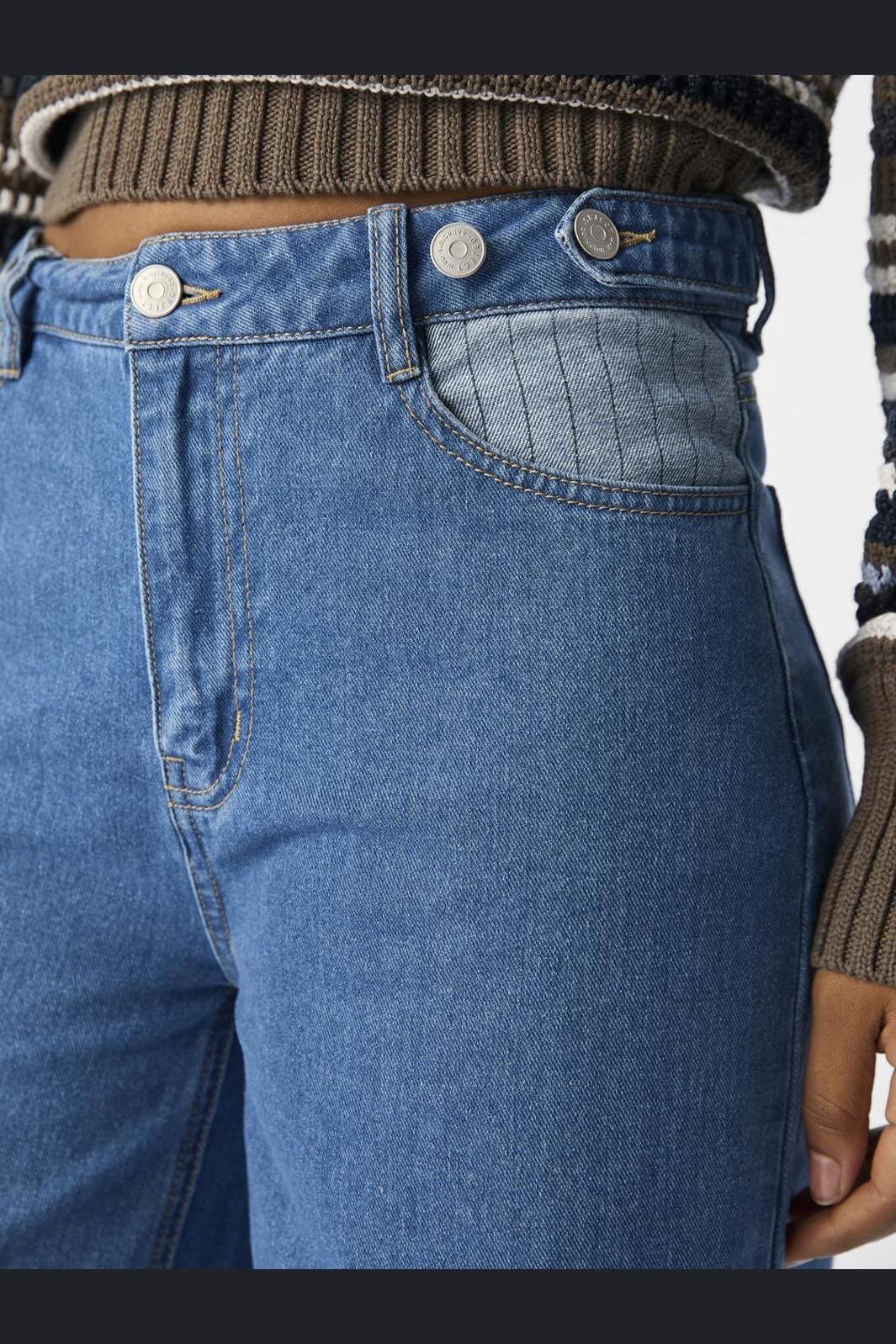 Object - Objcasey Lo Denim Pants Aw Fair 24 - 4752668 Medium Blue Denim Stripe Fold Up - Image 5