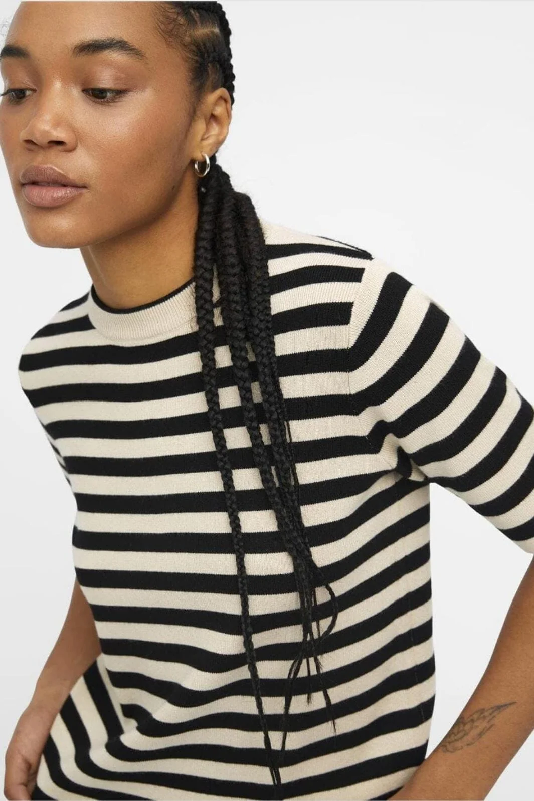 Object - Objester S/S New Knit Pullover - 4478018 Sandshell Black - Image 2