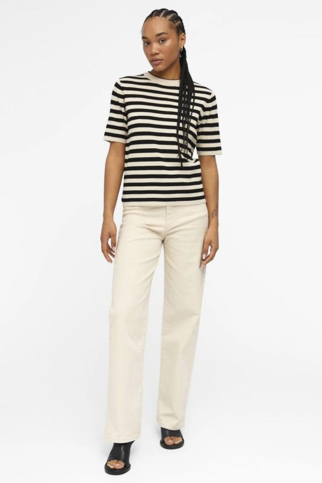 Object - Objester S/S New Knit Pullover - 4478018 Sandshell Black - Image 3