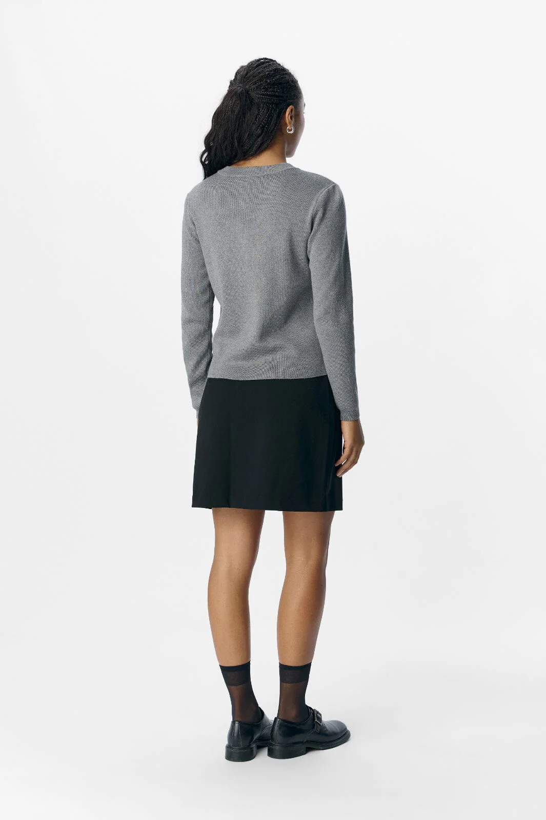 Object - Objester Sli L/S Knit Cardigan - 4613505 Medium Grey Melange - Image 3