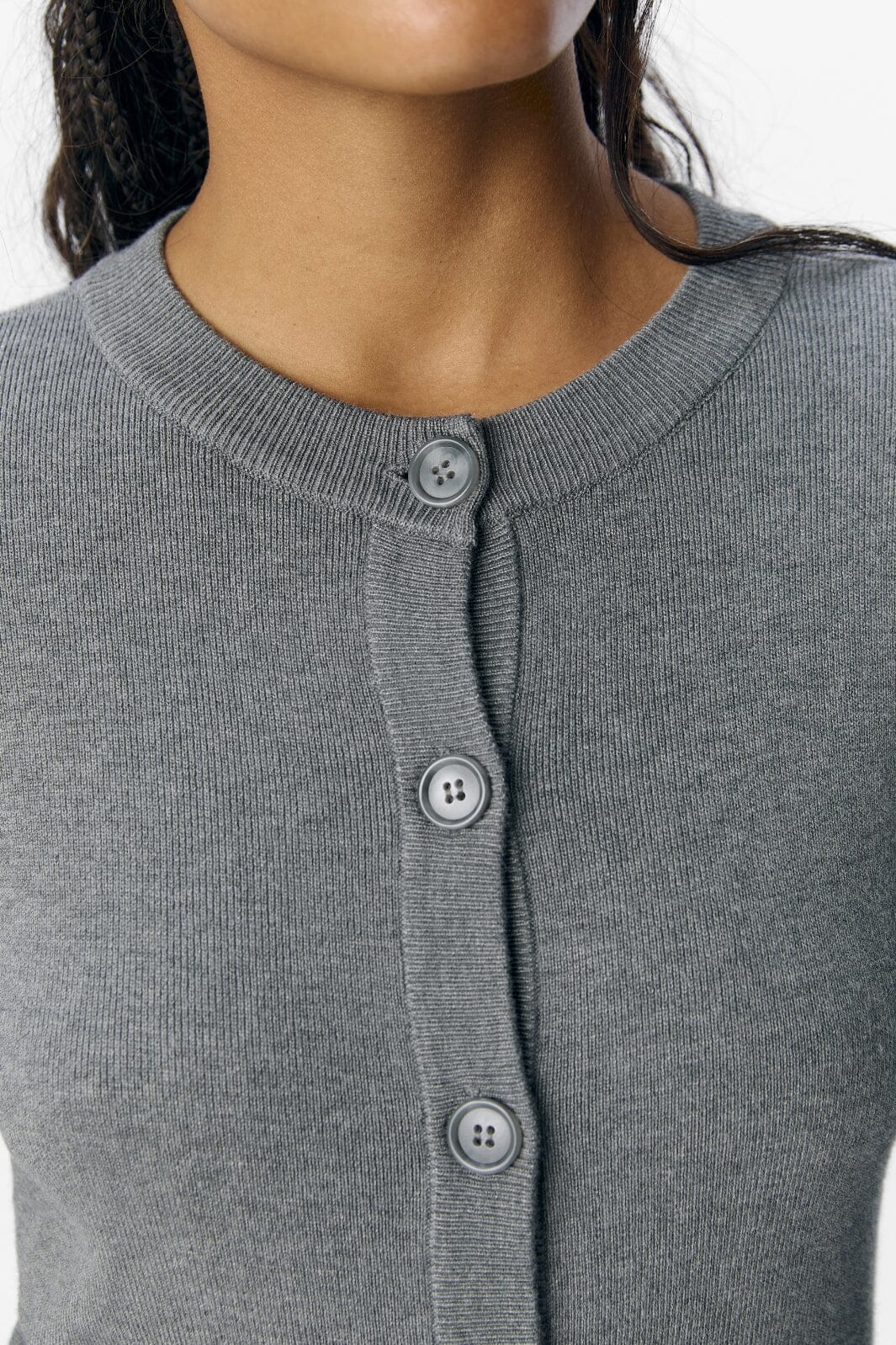 Object - Objester Sli L/S Knit Cardigan - 4613505 Medium Grey Melange - Image 4
