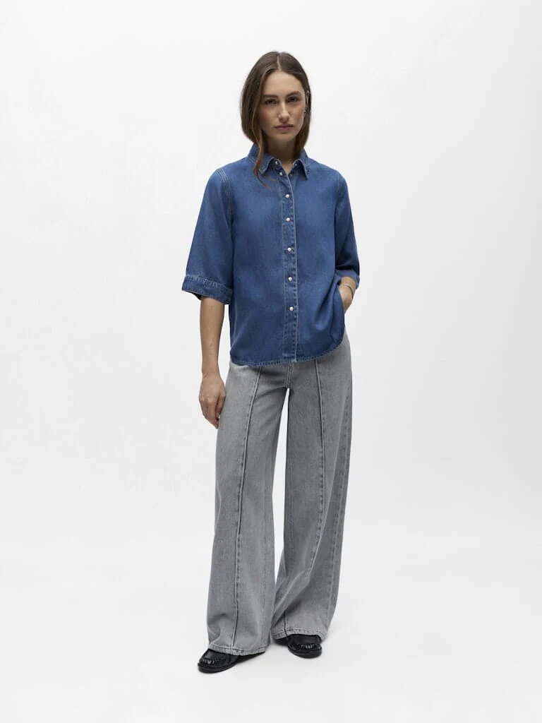 Object - Objframe 2/4 Re Denim Top - 4706105 Medium Blue Denim - Image 2