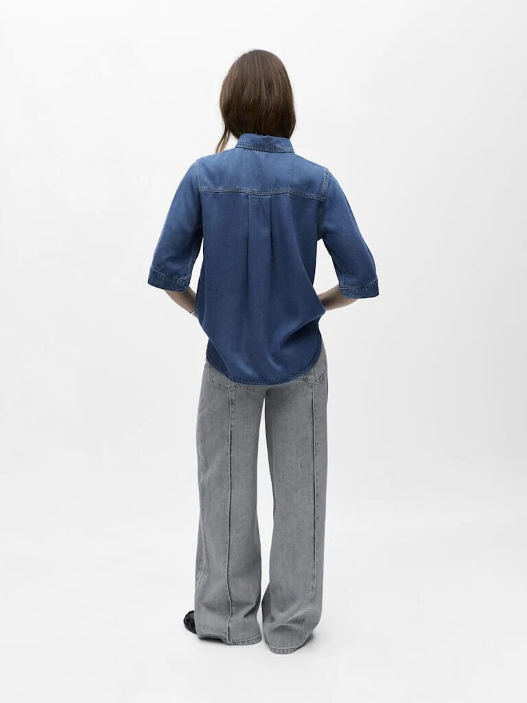 Object - Objframe 2/4 Re Denim Top - 4706105 Medium Blue Denim - Image 3