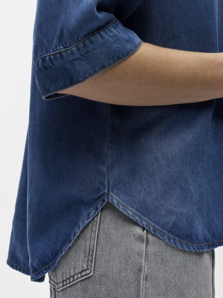 Object - Objframe 2/4 Re Denim Top - 4706105 Medium Blue Denim - Image 4