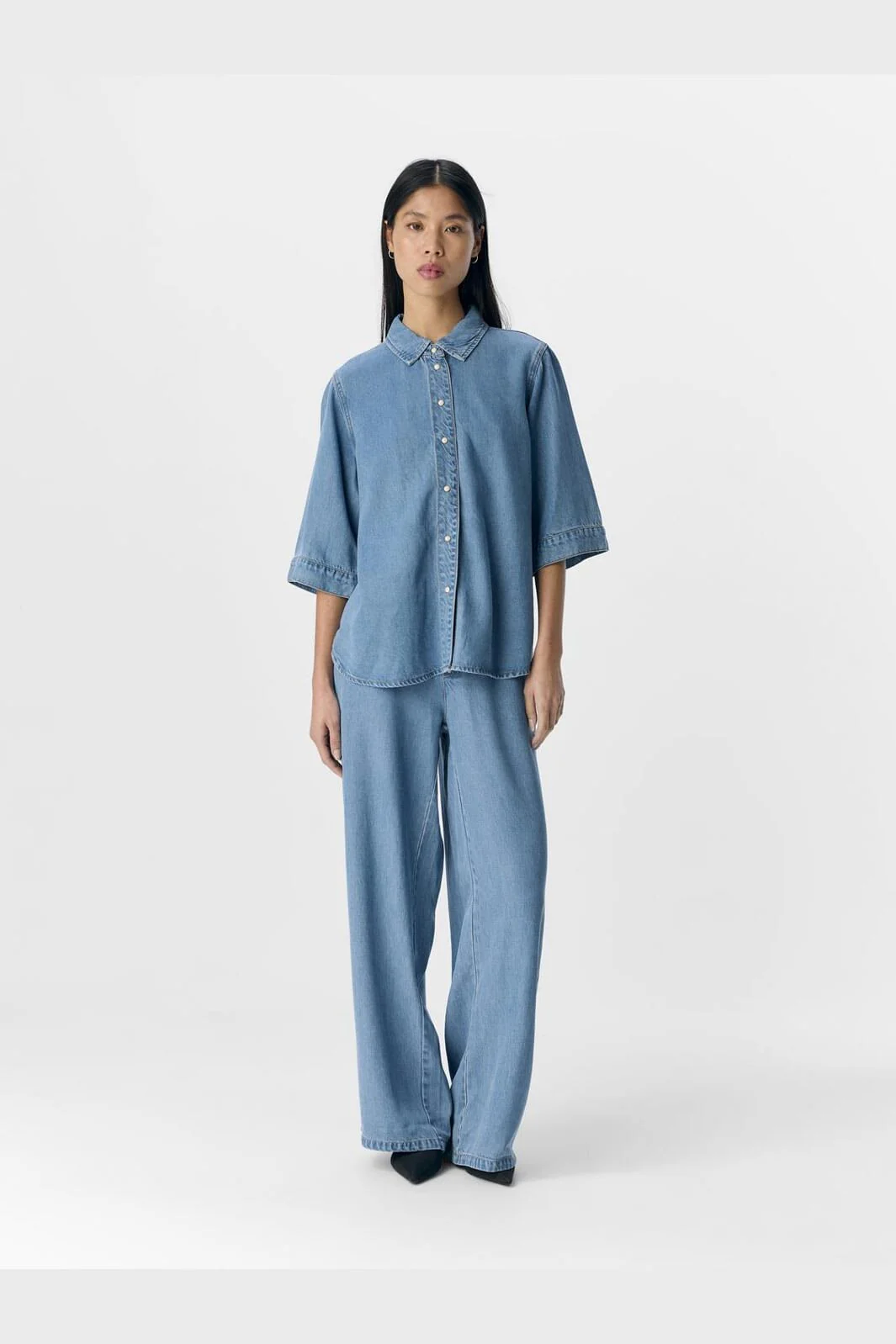 Object - Objframe 2/4 Re Denim Top - 4728299 Light Blue Denim - Image 3