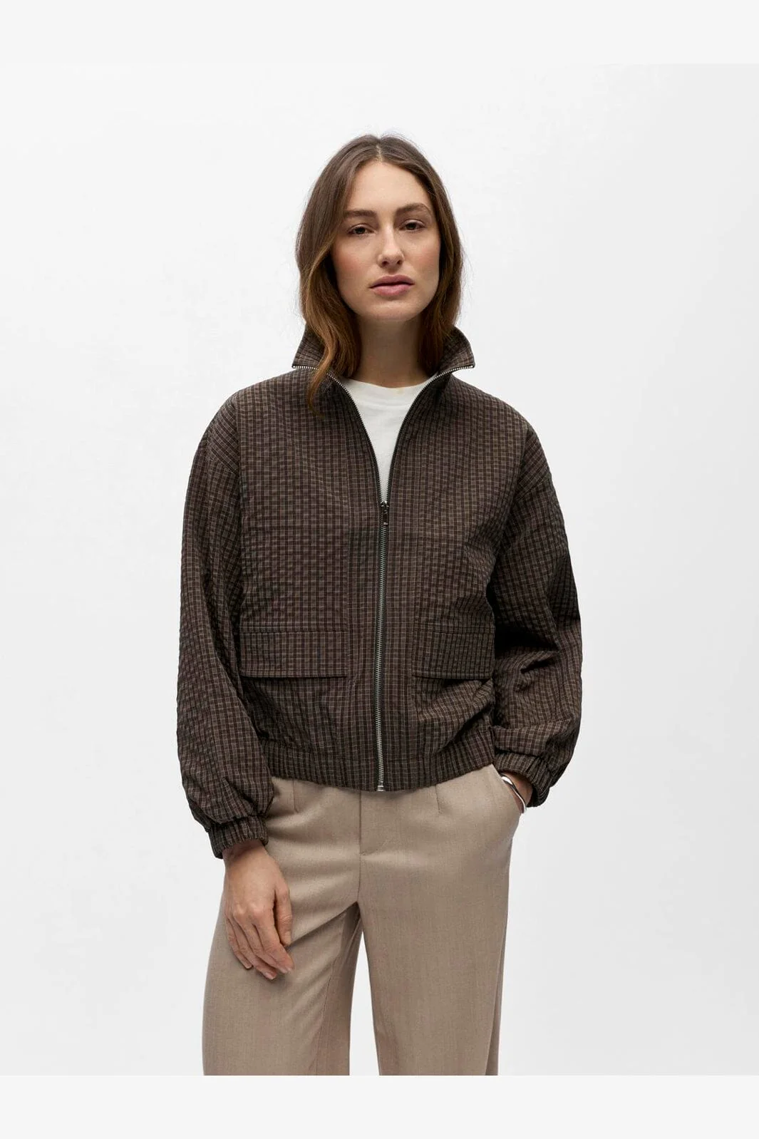 Object - Objlevi L/S Track Jacket - 5125454 Seal Brown Brown/White - Image 4