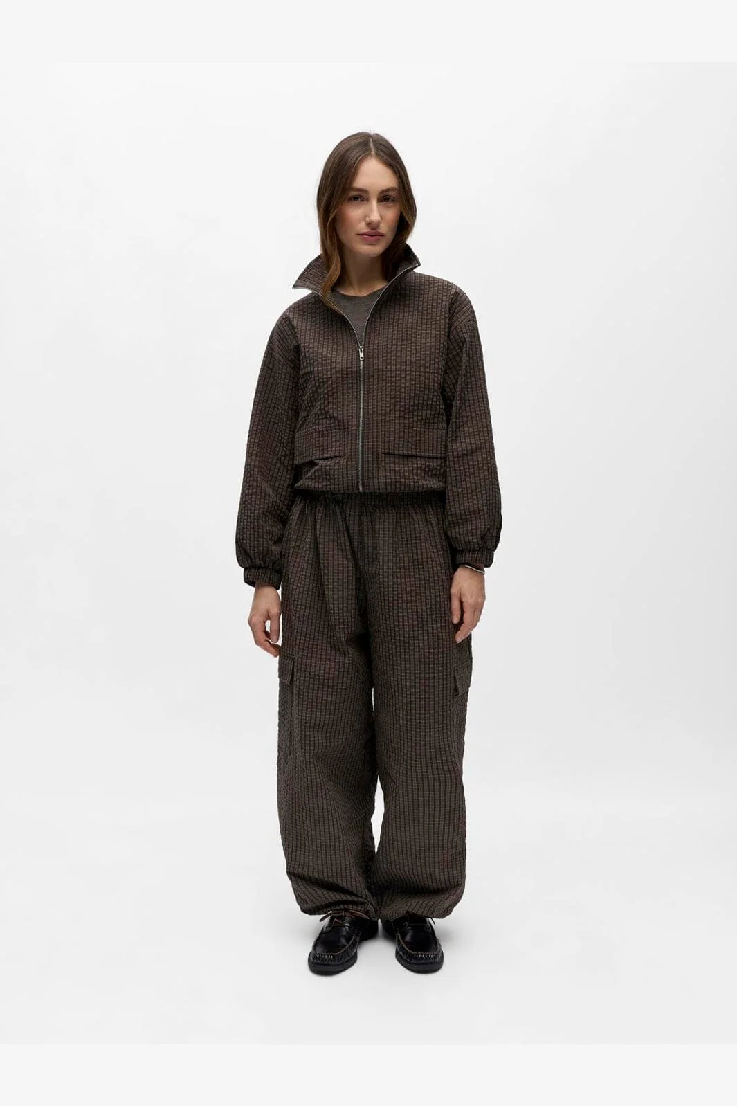Object - Objlevi Track Pants - 5125457 Seal Brown Brown/White - Image 3