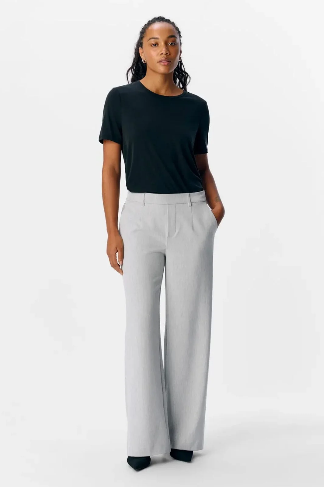 Object - Objlisa Wide Pant - 4656652 Light Grey Melange - Image 4