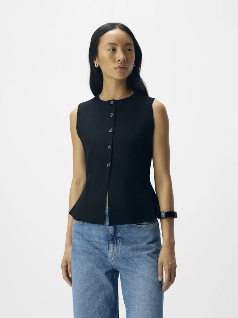 Object - Objreynard Re Knit Vest - 4927199 Black - Image 2