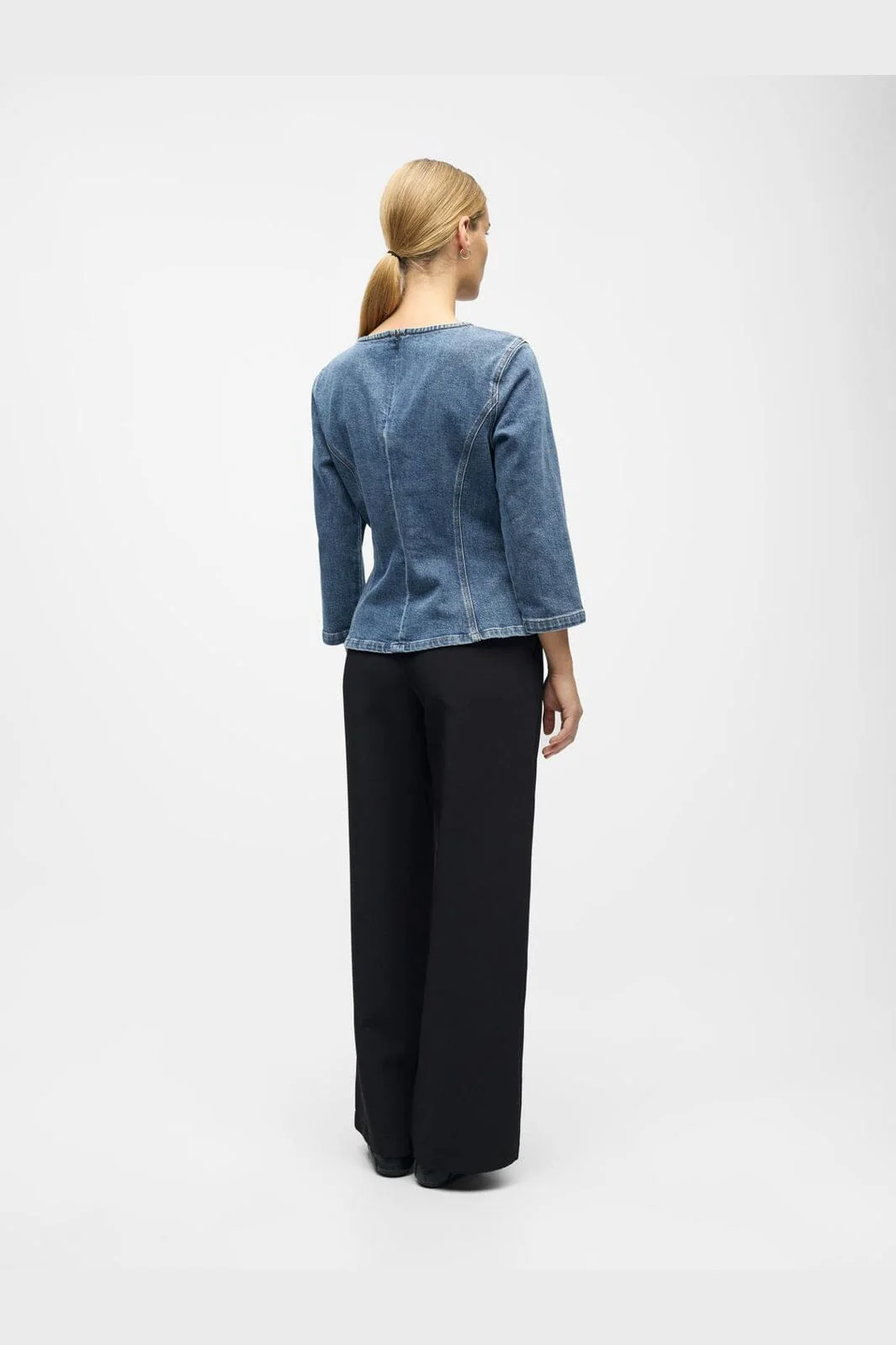 Object - Objrosie 2/4 Re Sculpture Top Aw Fair 25 - 5000973 Medium Blue Denim - Image 4