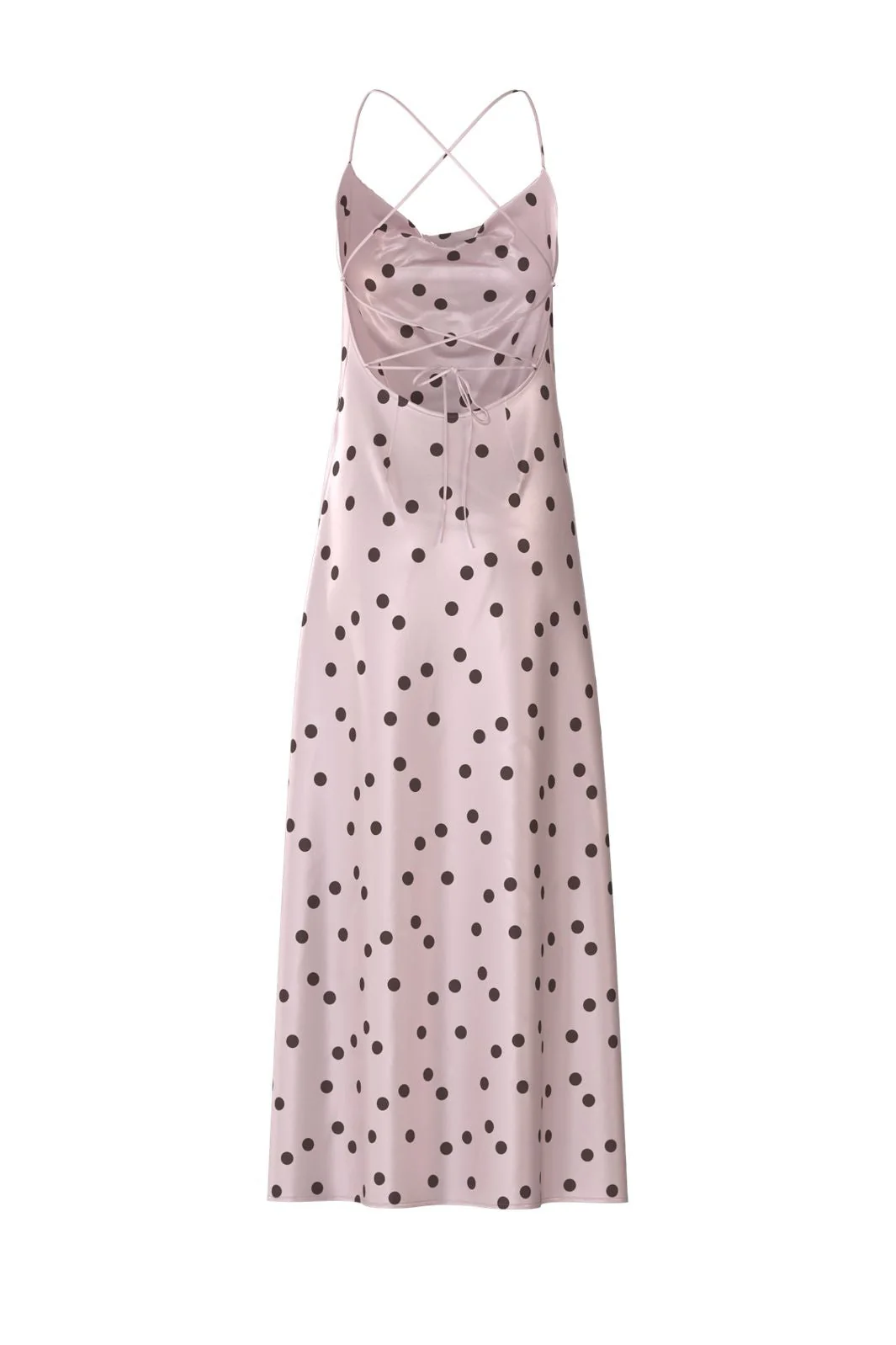 Object - Objsally Maxi Slip Dress - 5094705 Pale Lilac Seal Brown Dots - Image 3