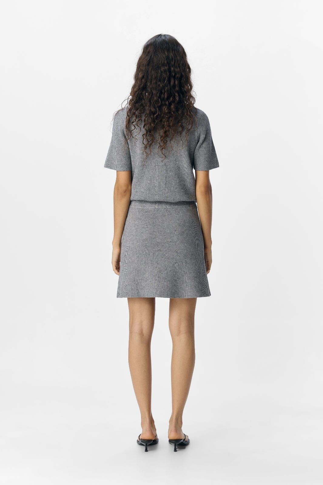 Object - Objviola Re Short Knit Skirt - 4789501 Medium Grey Melange - Image 5
