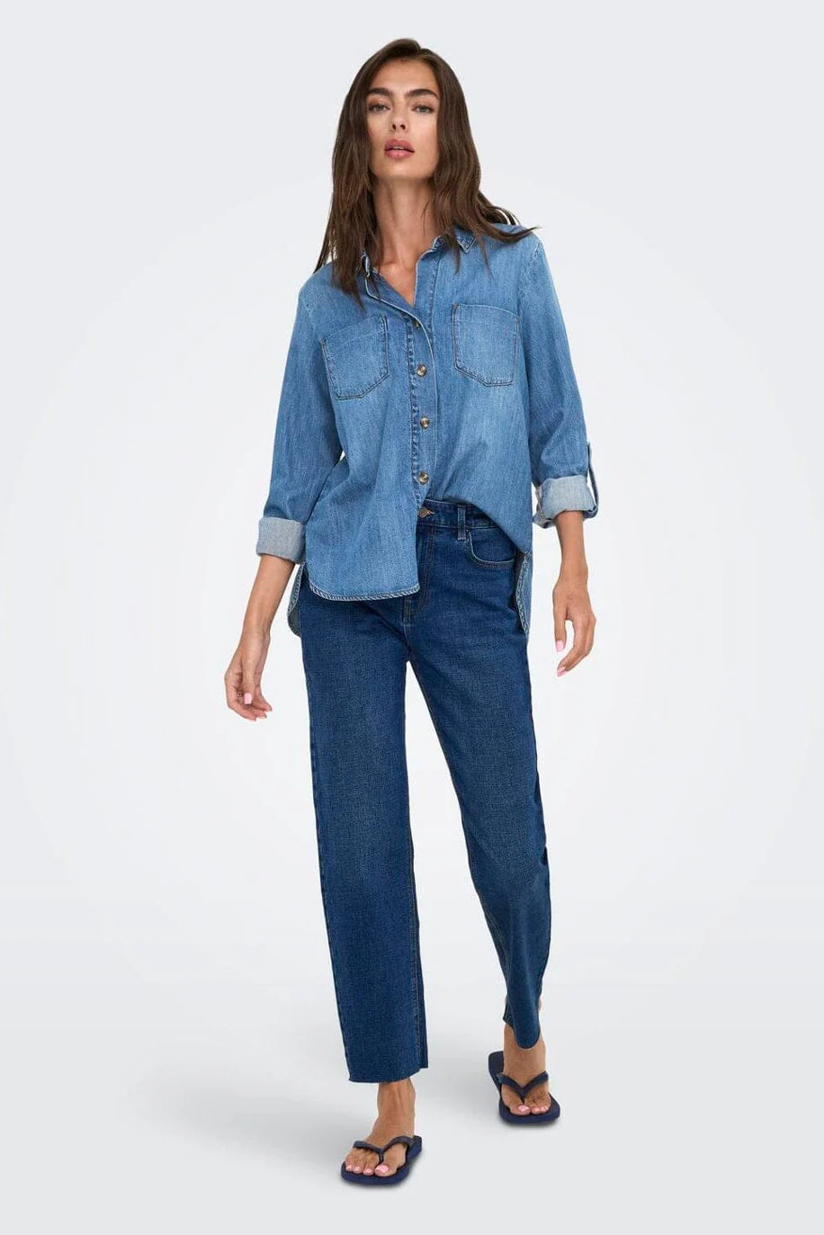 Only - Asmin Shirt L/S Akm - 4888010 Medium Blue Denim - Image 3