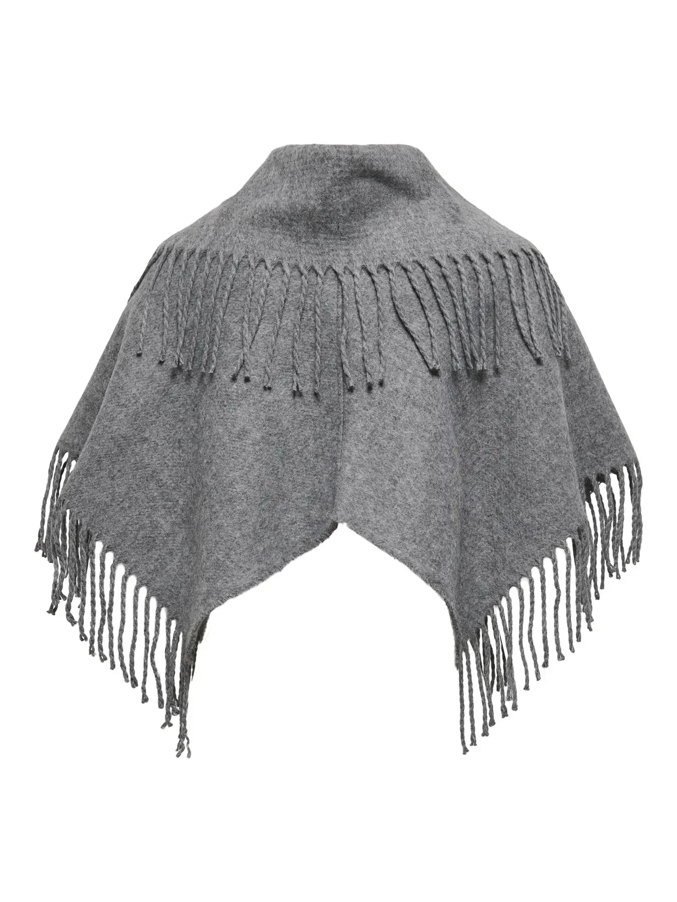 Only - Onladelle Fringe Collar Cc - 4774361 Medium Grey Melange - Image 2