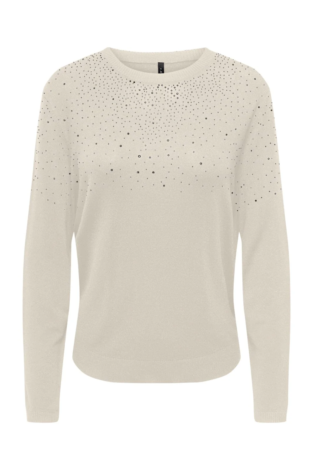 Only - Onlanabella Ls Bling O-Neck Knt - 4894552 Birch W. Dark Silver