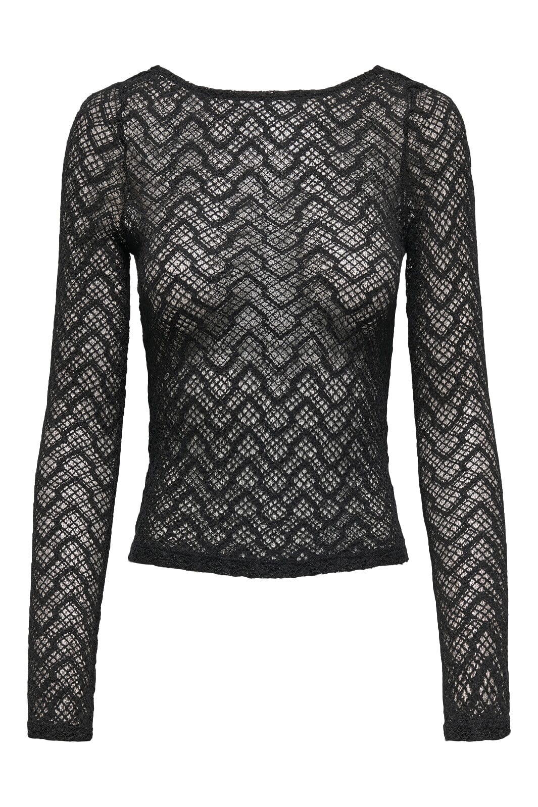 Only - Onlangila L/S Deep Back Top Box - 4877602 Black