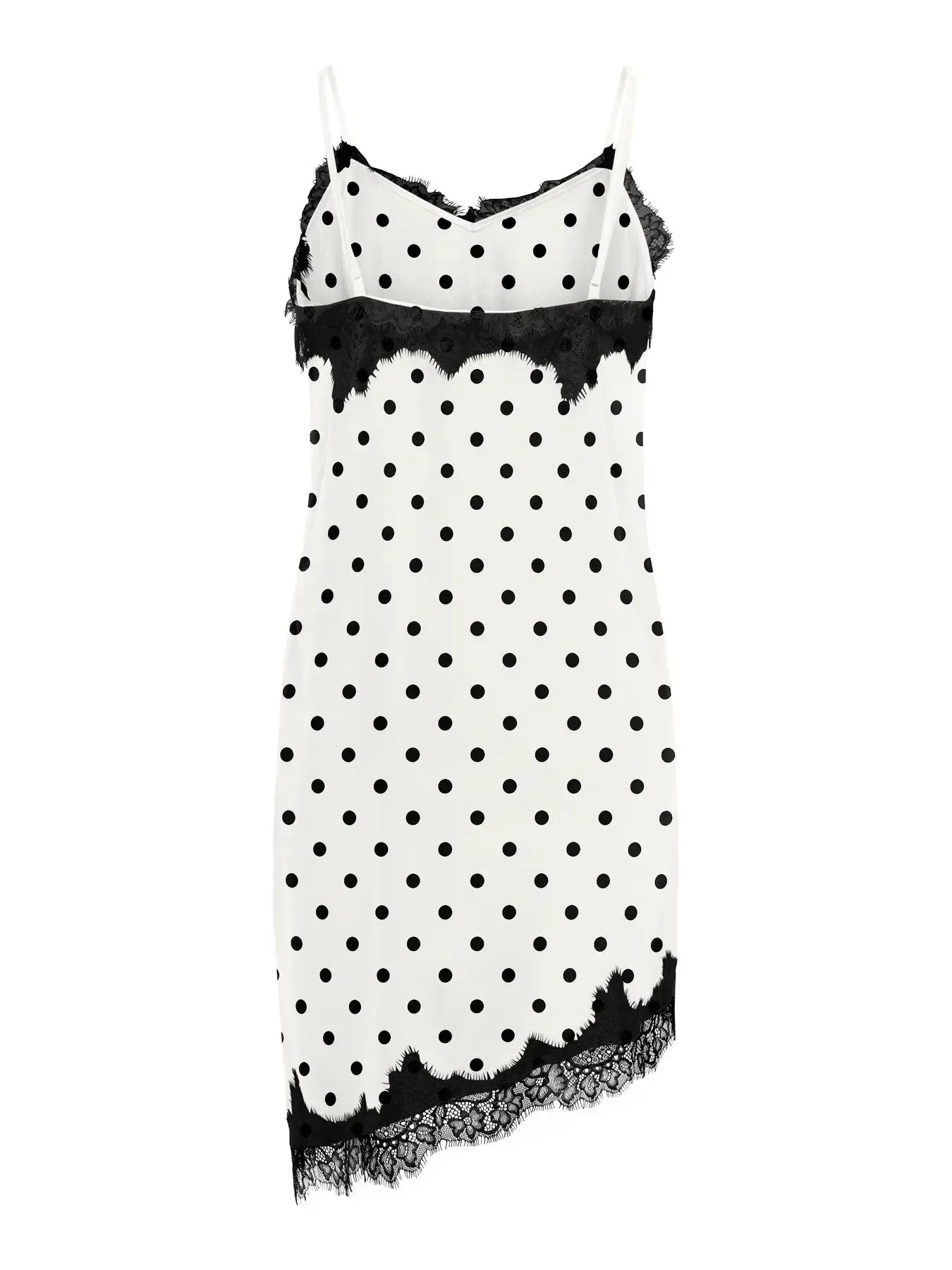 Only - Onlbella Strap Satin Lace Dress - 5126141 Cloud Dancer Black Dot And Black Lace - Image 2