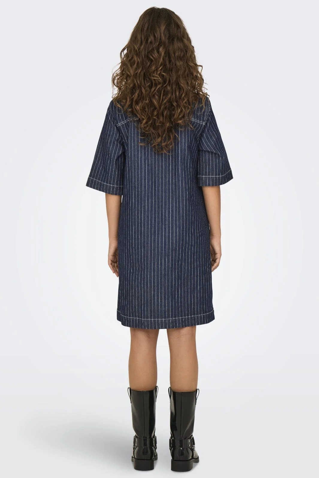 Only - Onlbelle S/S Stripe Dress Gua - 4740251 Dark Blue Denim Stripe - Image 5