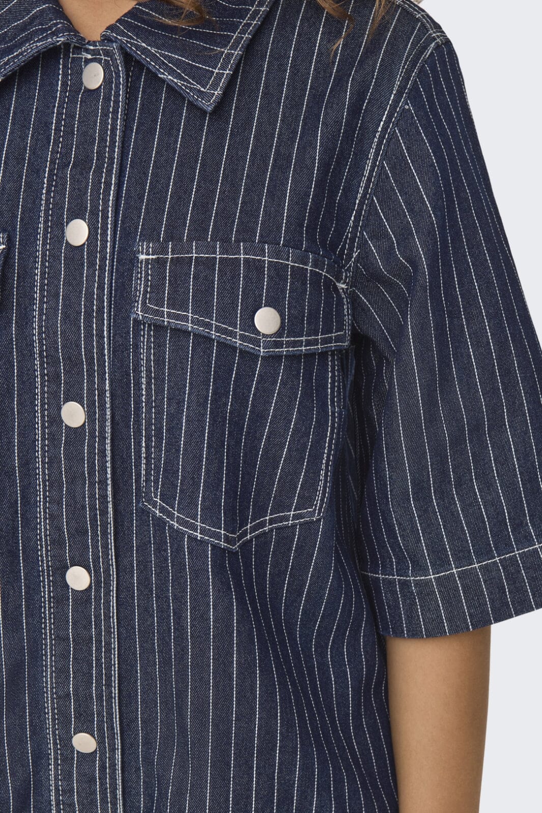 Only - Onlbelle S/S Stripe Dress Gua - 4740251 Dark Blue Denim Stripe - Image 6