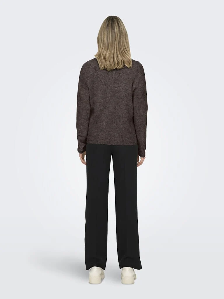 Only - Onlcamilla V-Neck L/S Pullover Knt - 4807844 Chocolate Martini Melange - Image 3