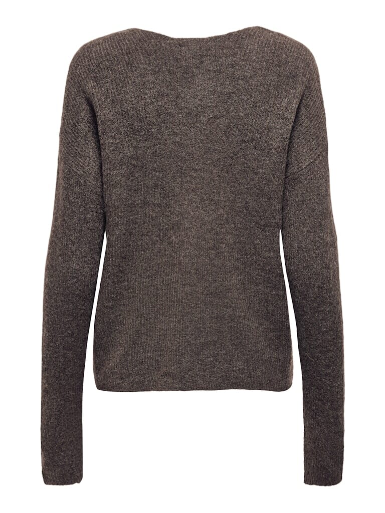 Only - Onlcamilla V-Neck L/S Pullover Knt - 4807844 Chocolate Martini Melange - Image 4