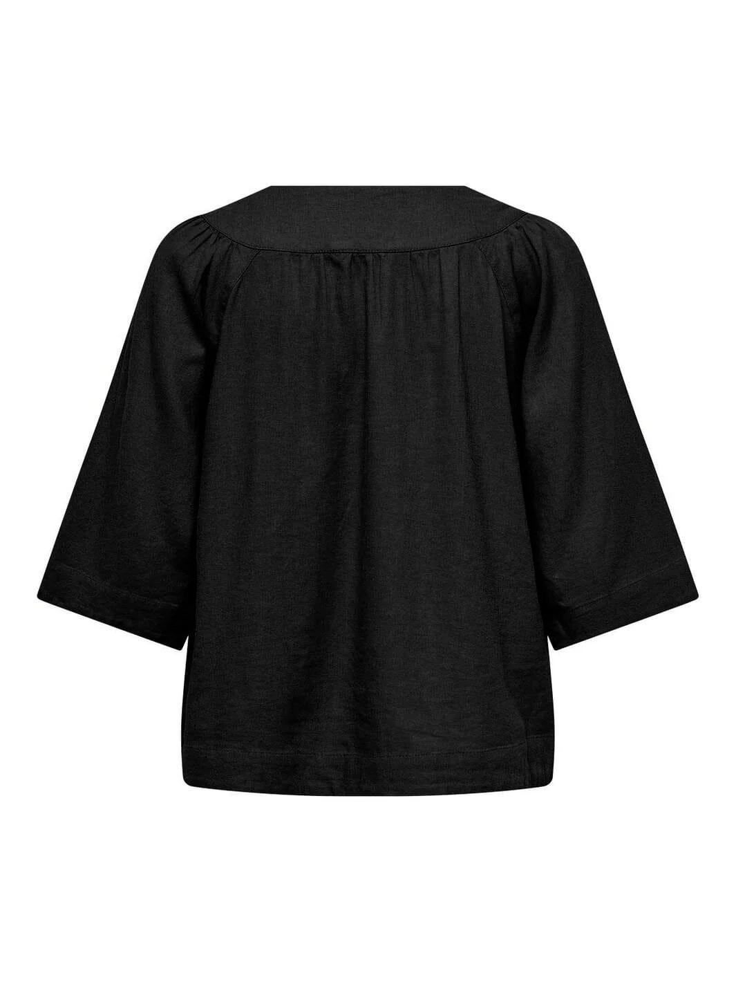 Only - Onlcaro 2/4 V-Neck Linen Bl Top Cc - 4726720 Black - Image 5