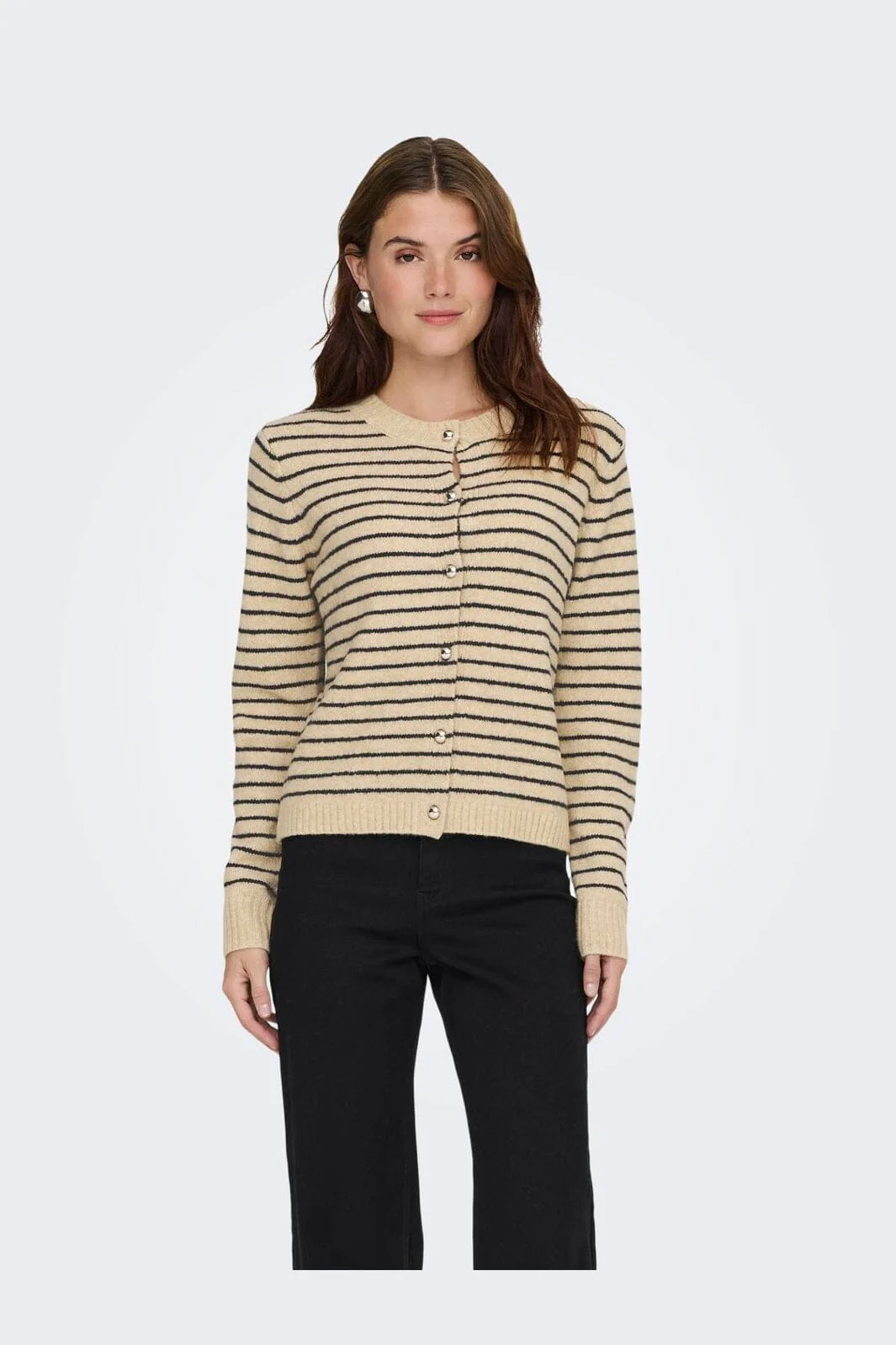 Only - Onlchester Life Ls Stripe Cardi Cc Knt - 4917596 Humus Niht Sky/Mel/Silver Button - Image 2