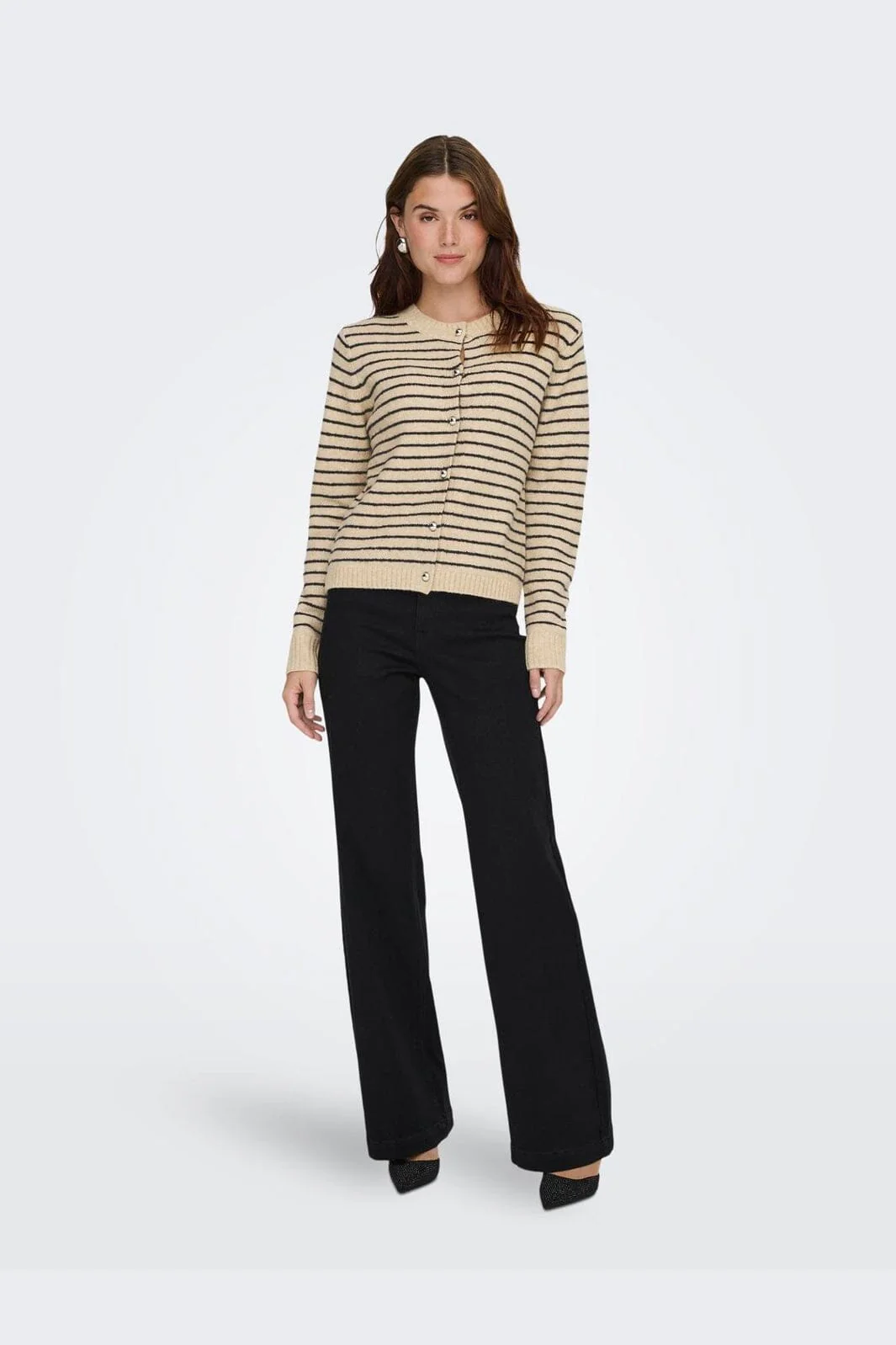 Only - Onlchester Life Ls Stripe Cardi Cc Knt - 4917596 Humus Niht Sky/Mel/Silver Button - Image 3