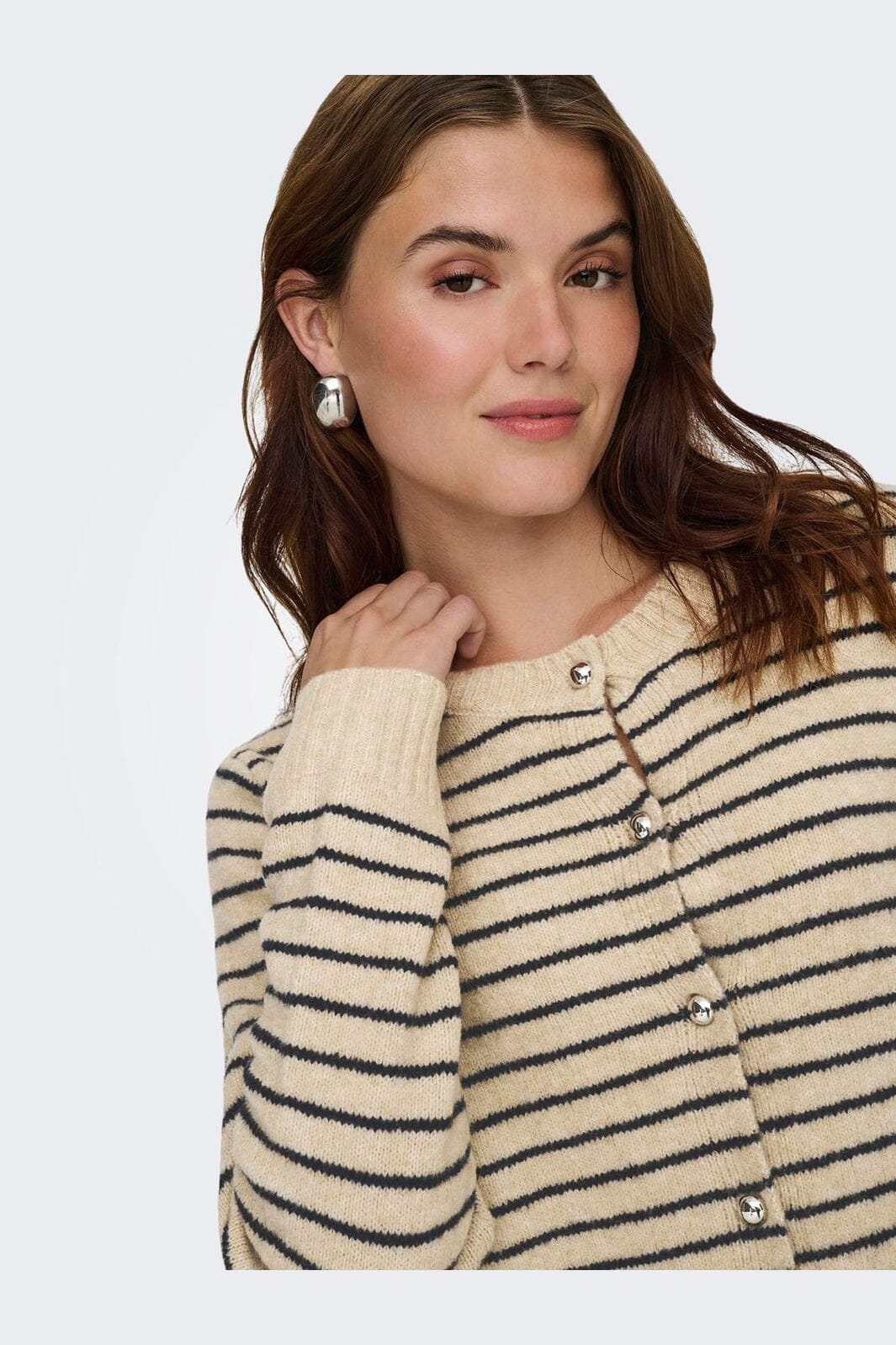 Only - Onlchester Life Ls Stripe Cardi Cc Knt - 4917596 Humus Niht Sky/Mel/Silver Button - Image 6