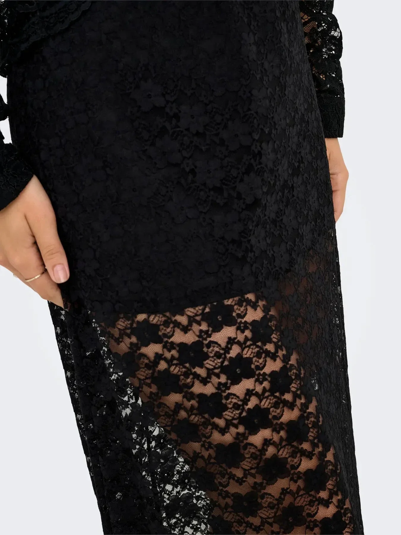 Only - Onlchigo Cali Life Lace Ankle Skirt - 4855496 Black - Image 3