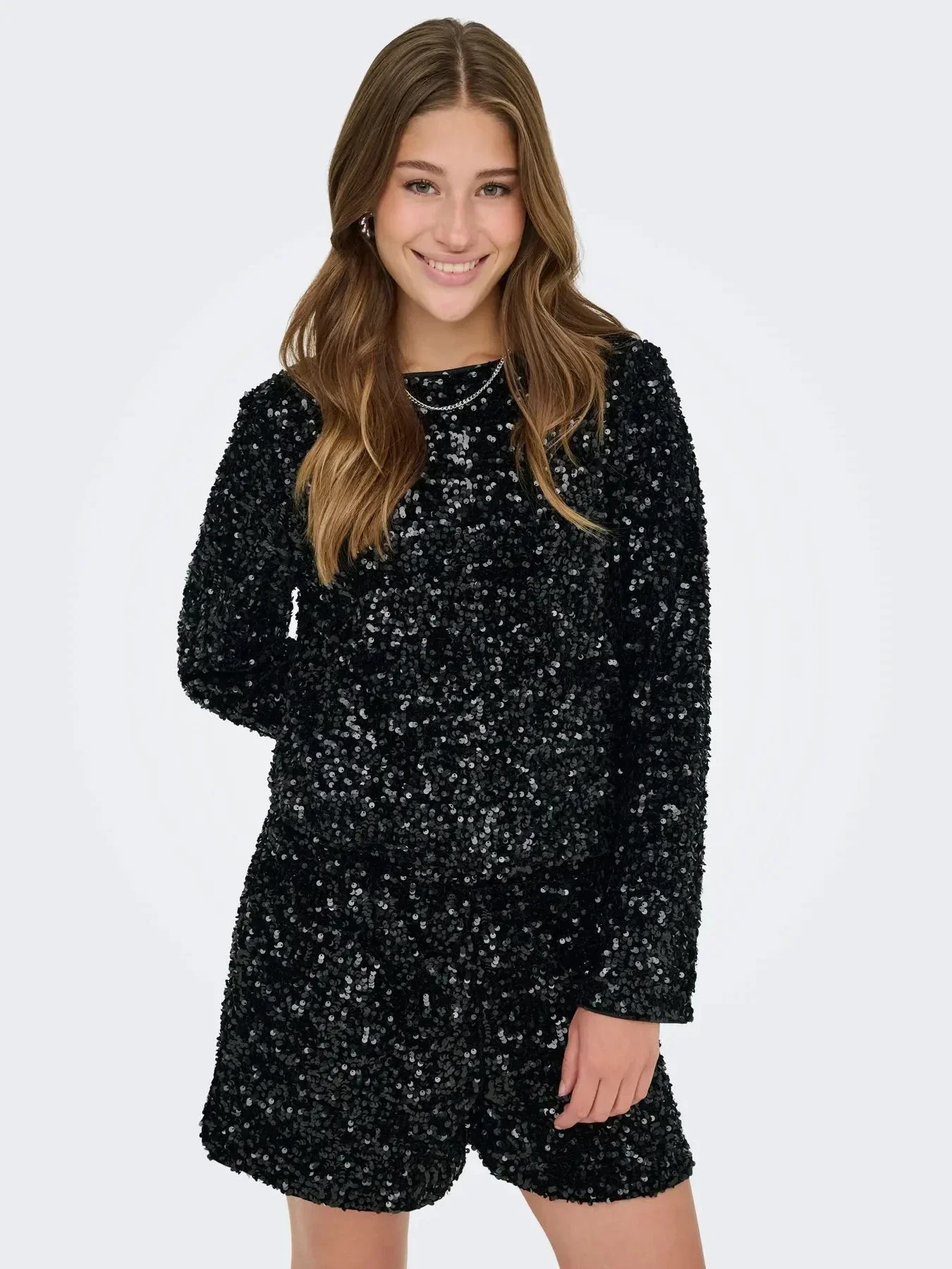 Only - Onlconfidence L/S Sequin Bow Top - 4877639 Black Black Sequins+Black Bow - Image 5