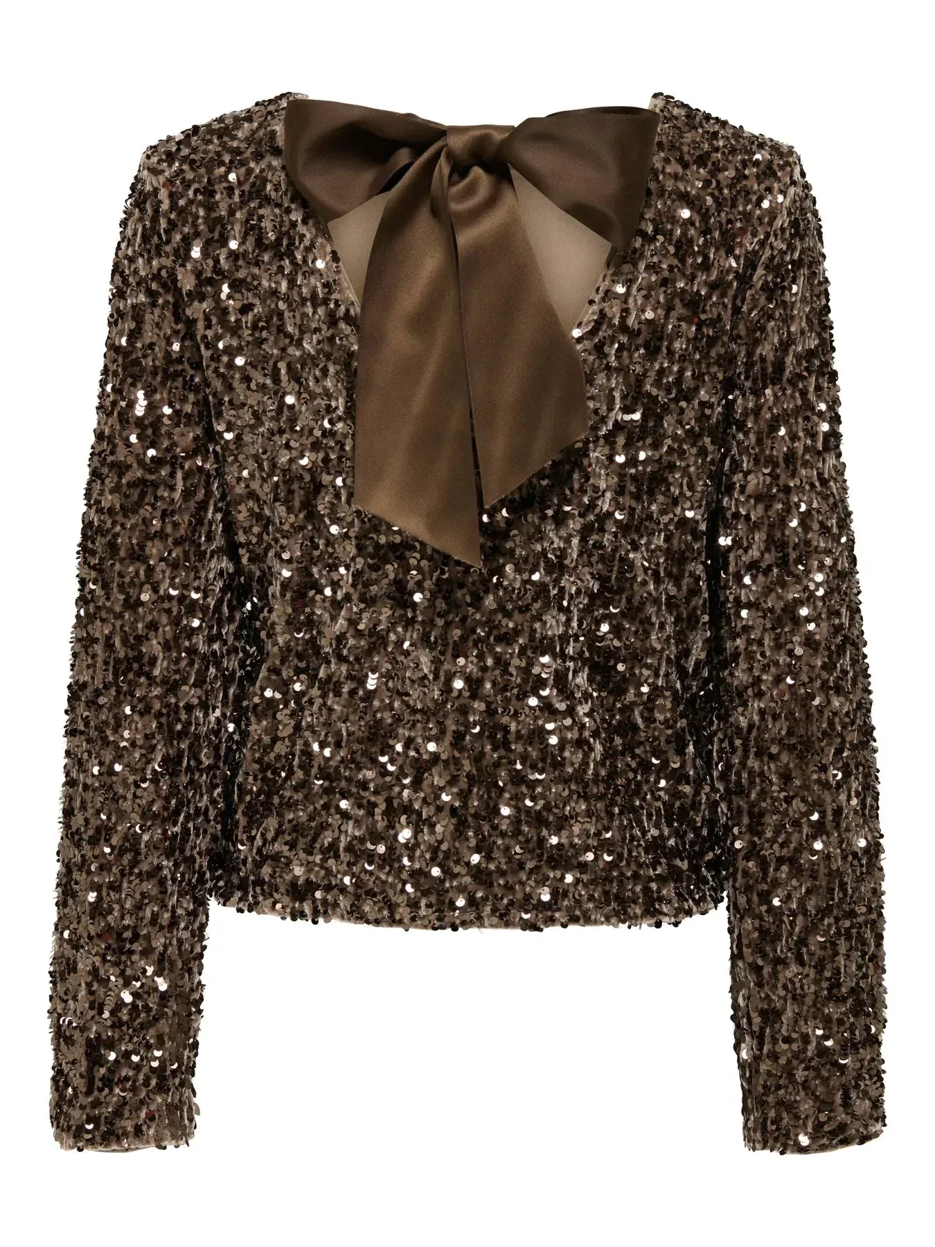 Only - Onlconfidence L/S Sequin Bow Top - 4877640 Mountain Trail Mountain Trail Sequins+Mountain Trail Bow - Image 6