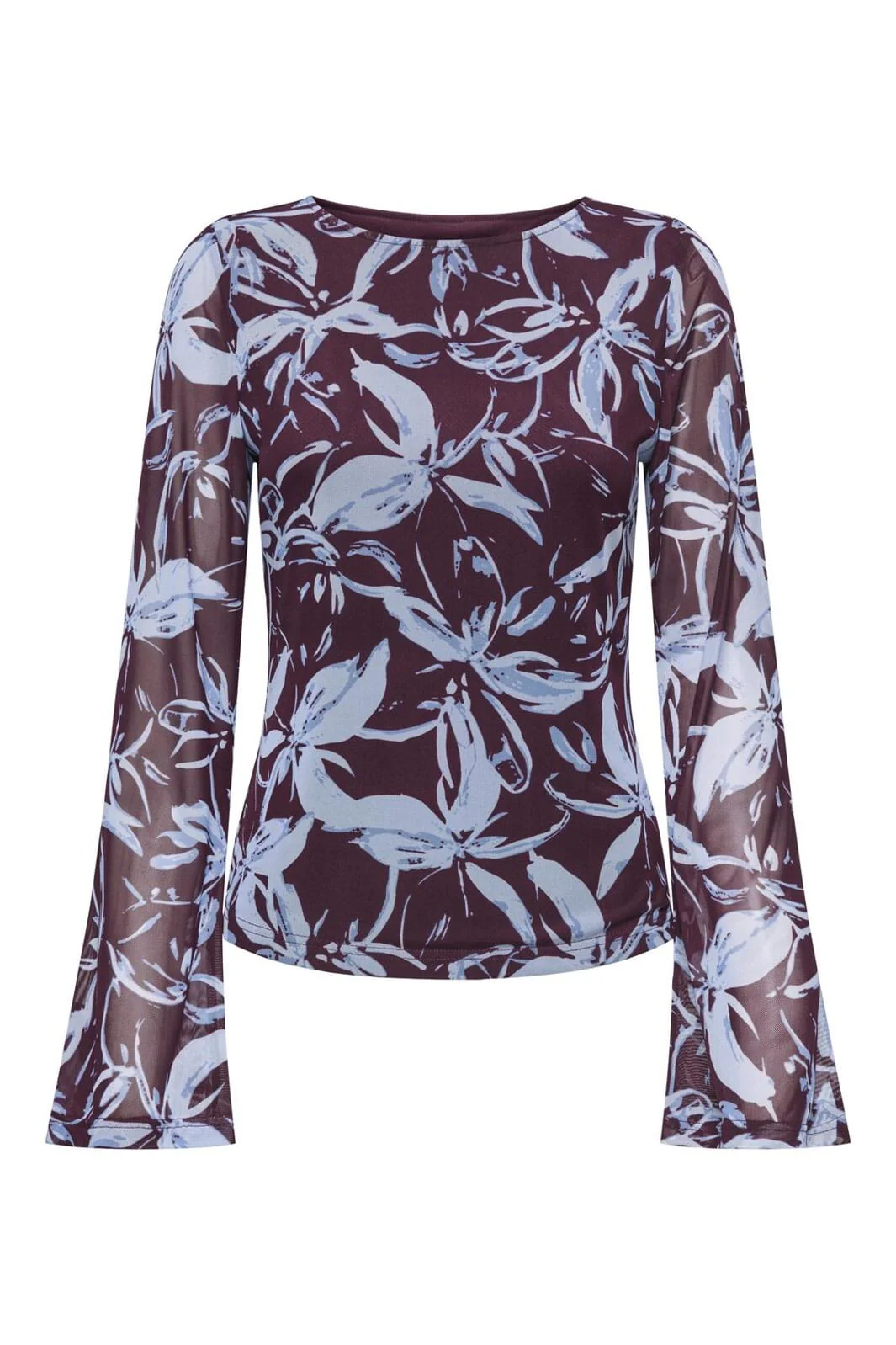 Only - Onlcyril Mesh L/S Top - 4963724 Port Royale Blue Flowers