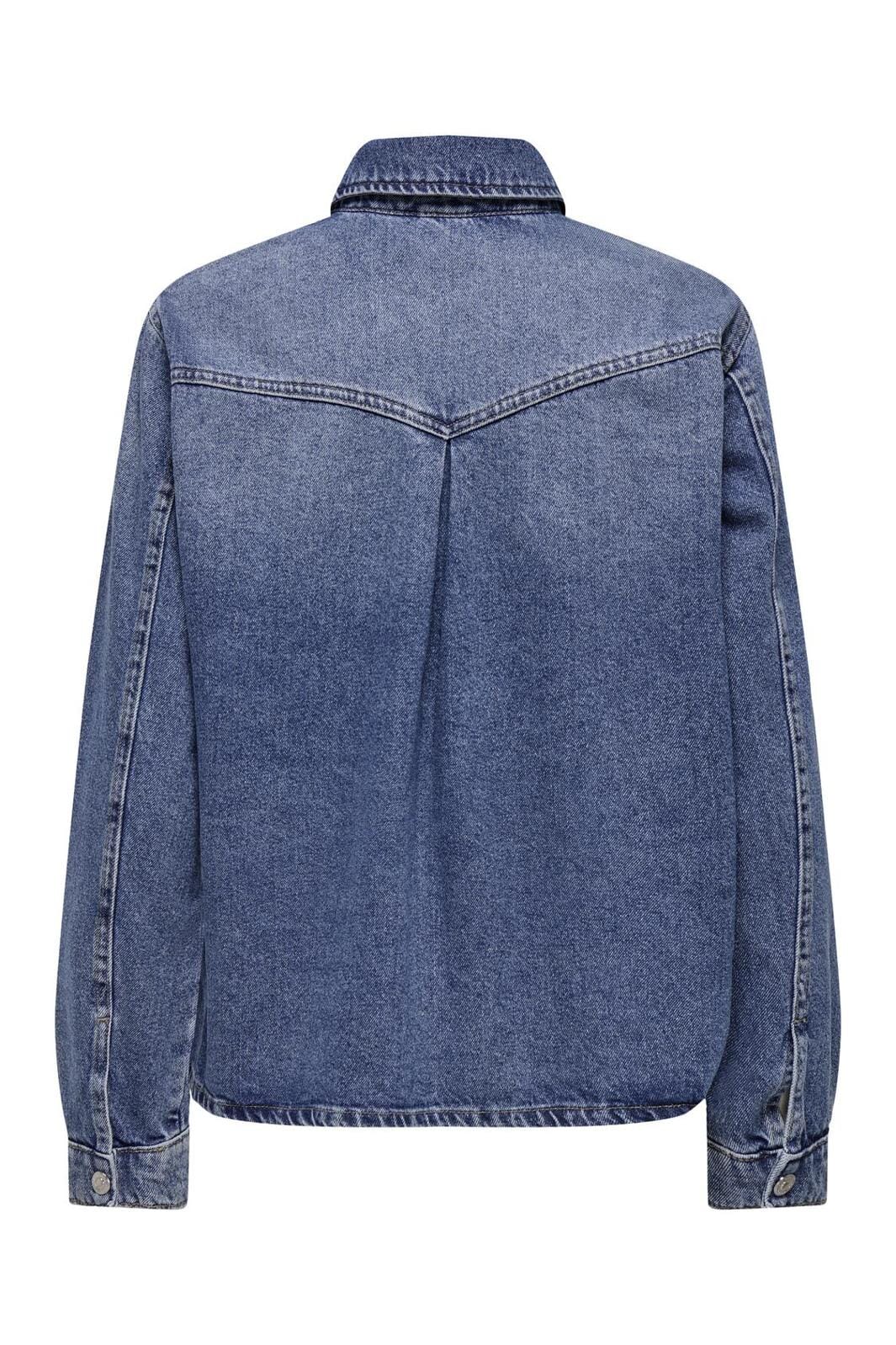 Only - Onlella L/S Pocket Shirt Tai519 - 4636338 Medium Blue Denim - Image 2