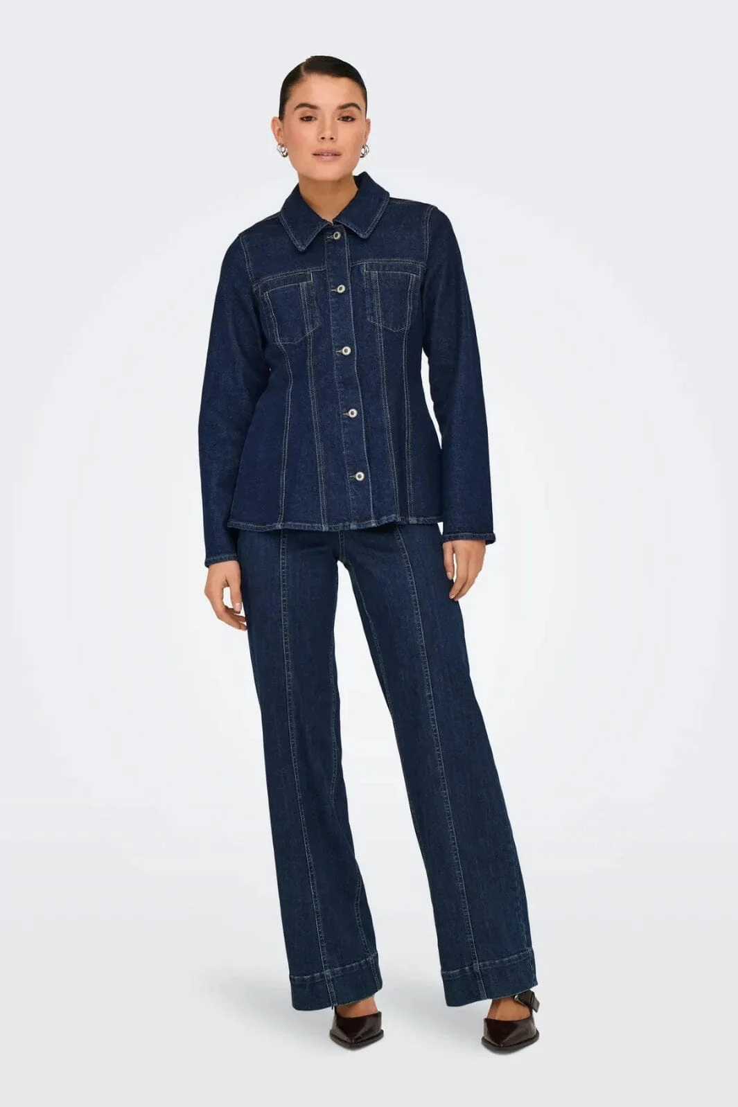 Only - Onlelle L/S Fitted Jkt Gua - 4827007 Dark Blue Denim Rinse - Image 3